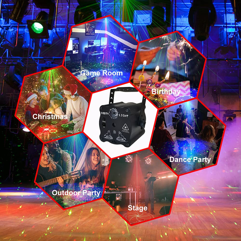Laser Lights For Party   Laser Light Show Projector For Christmas Halloween, Disco Ball Dj Lights, Sound Activated Strobe Light