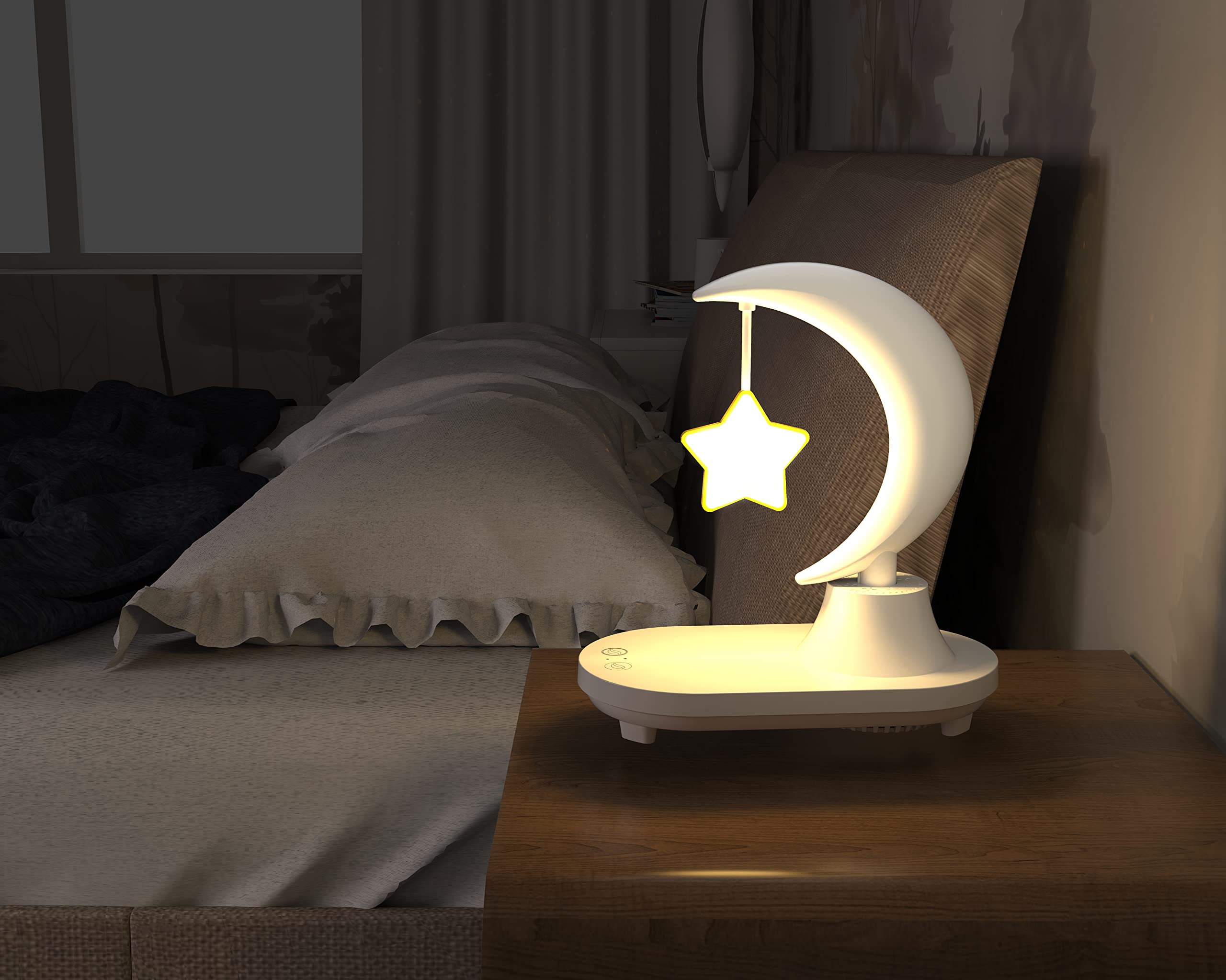 3 In 1 With Bluetooth Audio And Wireless Charging Function Of The Led Bedside Romantic Colorful Atmosphere Night Light(????? Not