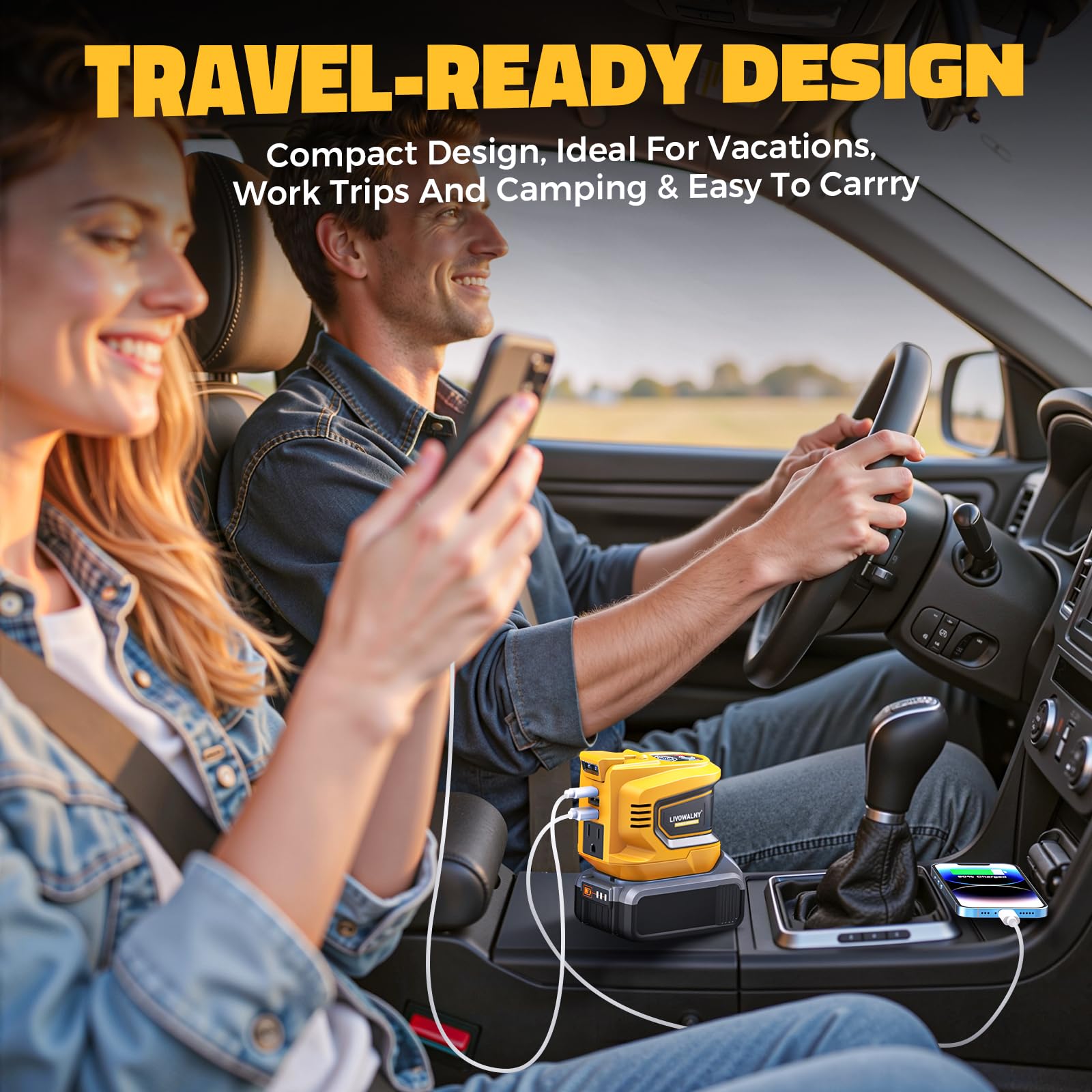 2Pcs 200W Power Inverter For Dewalt, Livowalny Dc 20V To Ac 110-120V Battery Inverter, Portable Battery Adapter Phone Charger Co