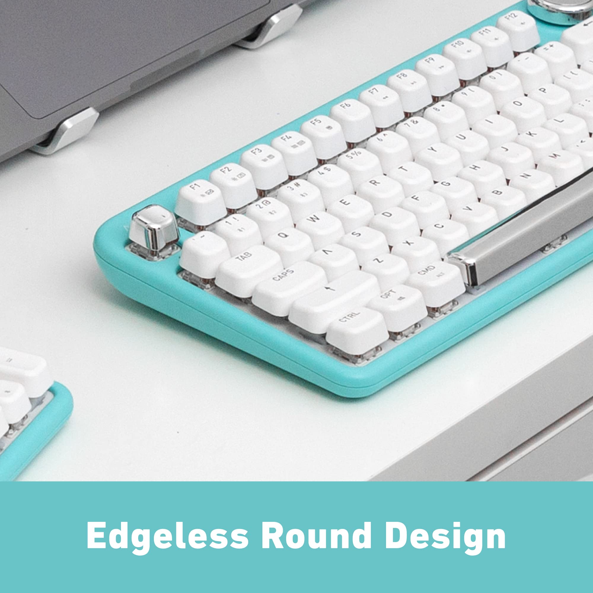 Azio Izo Wireless Bt5/Usb Pc & Mac Mechanical Keyboard, Pre Lubed Red Switches, Mint Daisy (Ik409)