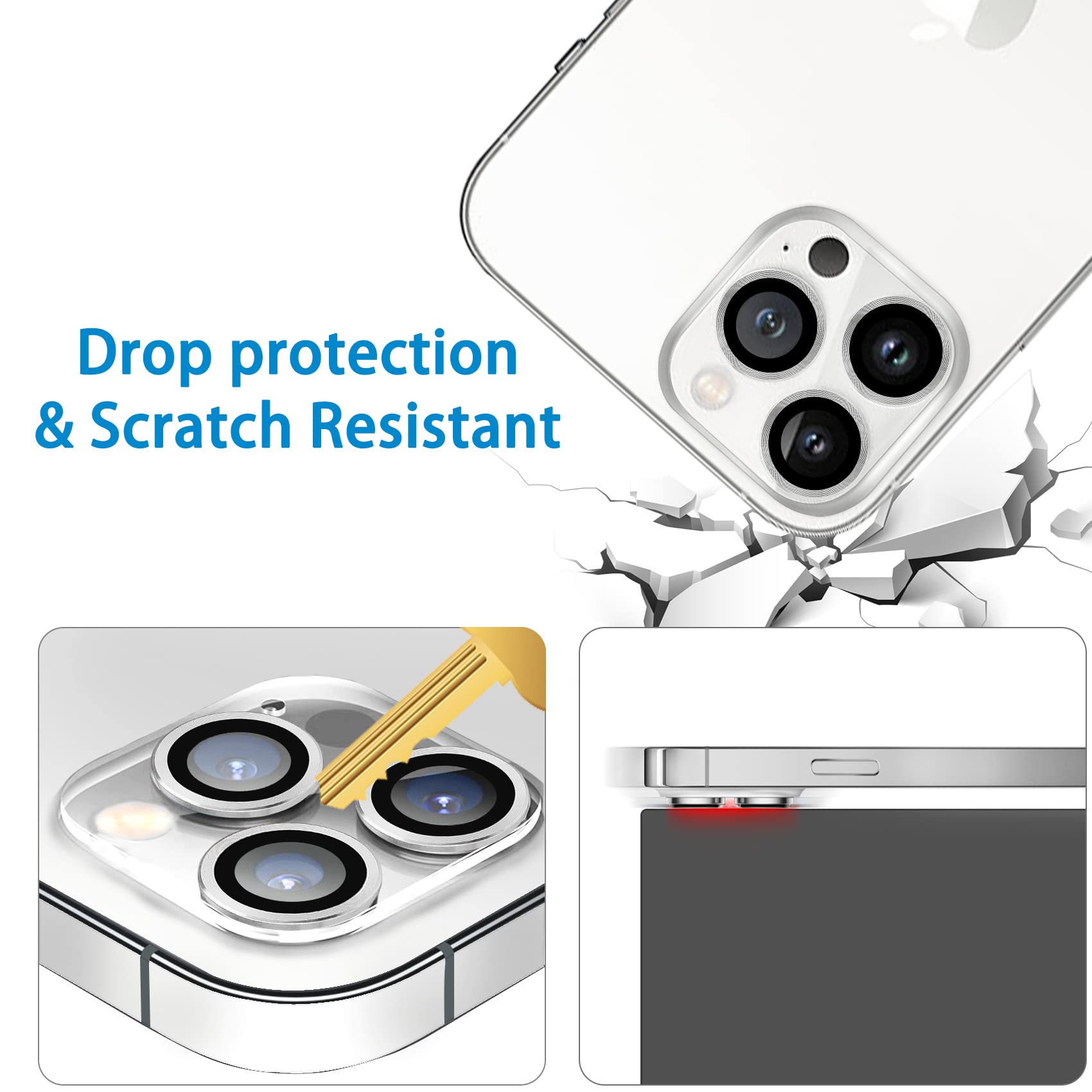 Dengduoduo ?3 Pack? Tempered Glass Camera Lens Protector For Iphone 14 6.1'' & Iphone 14 Plus 6.7'', Ultra Hd, 9H Hardness, Anti