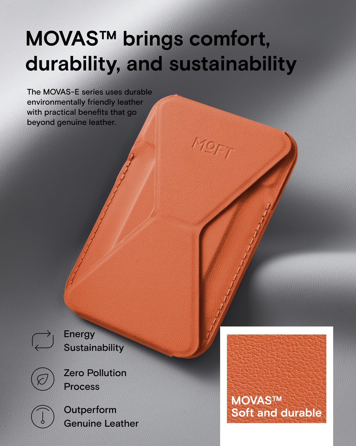 MOFT Magnetic Wallet Stand for iPhone 16/15/14/13/12 - Adjustable Angle, Sunrise Color, Sleek Design, Perfect for On-the-Go Use