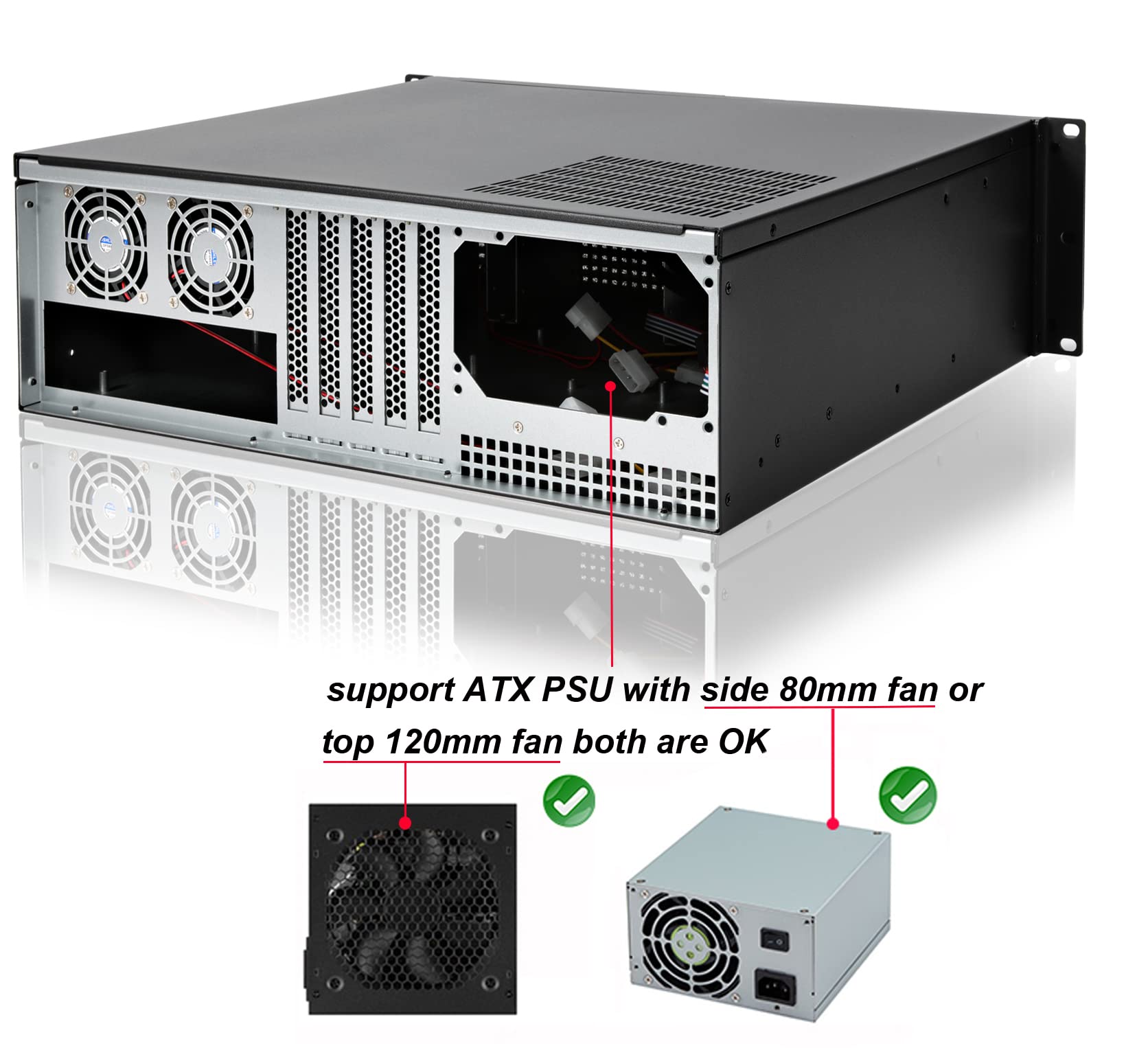 Rackchoice 3U Rackmount Server Chassis Matx/Mini Itx 3X5.25 Support Atx Psu With Either Top/Bottom Or Side Cooling And Sfx Psu (