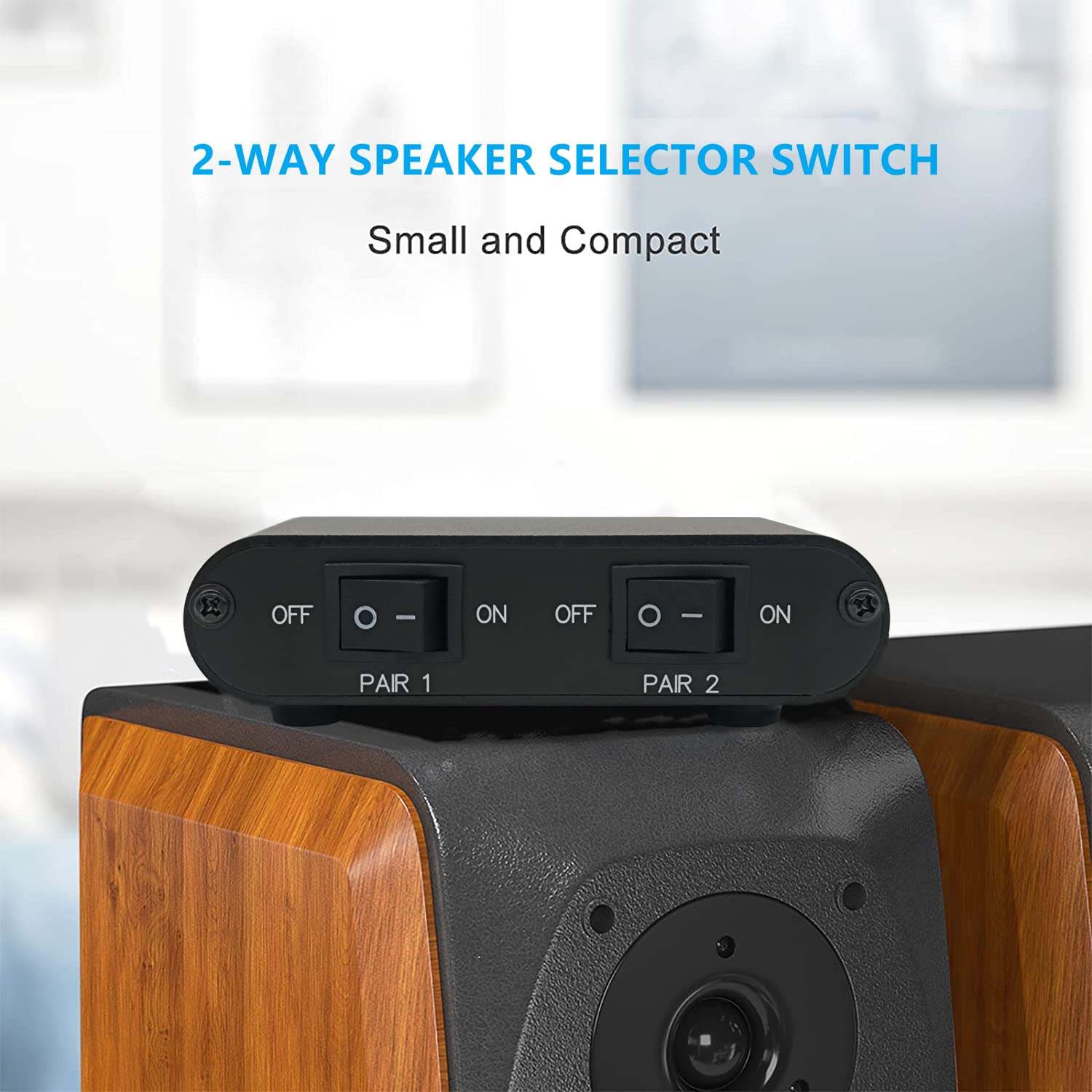 Tenealay 2 Way Audio Stereo Speaker Selector Switcher Box, Combiner Multi Zone A B Speaker Switch Distribution Controller Box