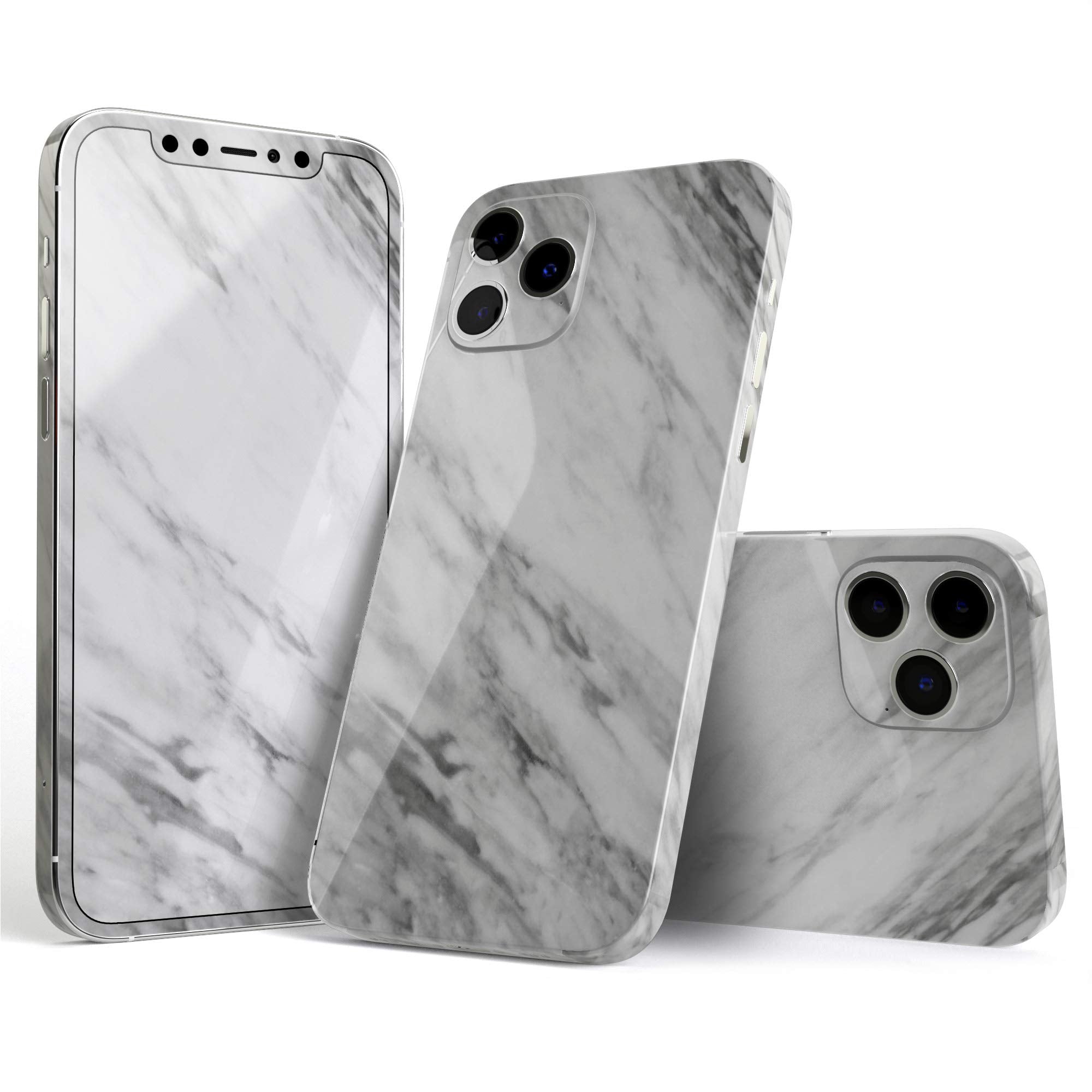 Design Skinz Full Body Skin Decal Wrap Kit Compatible With Iphone 12 Pro Max (Screen Trim & Back Skin)   Slate Marble Surface V1