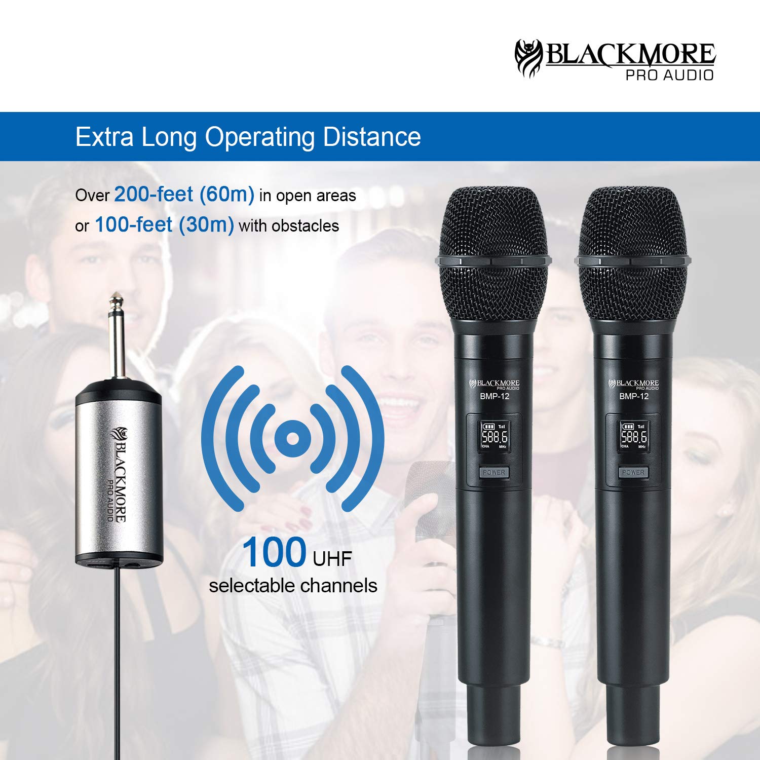 Blackmore Pro Audio Bmp 12 Dual Wireless Uhf Microphone System