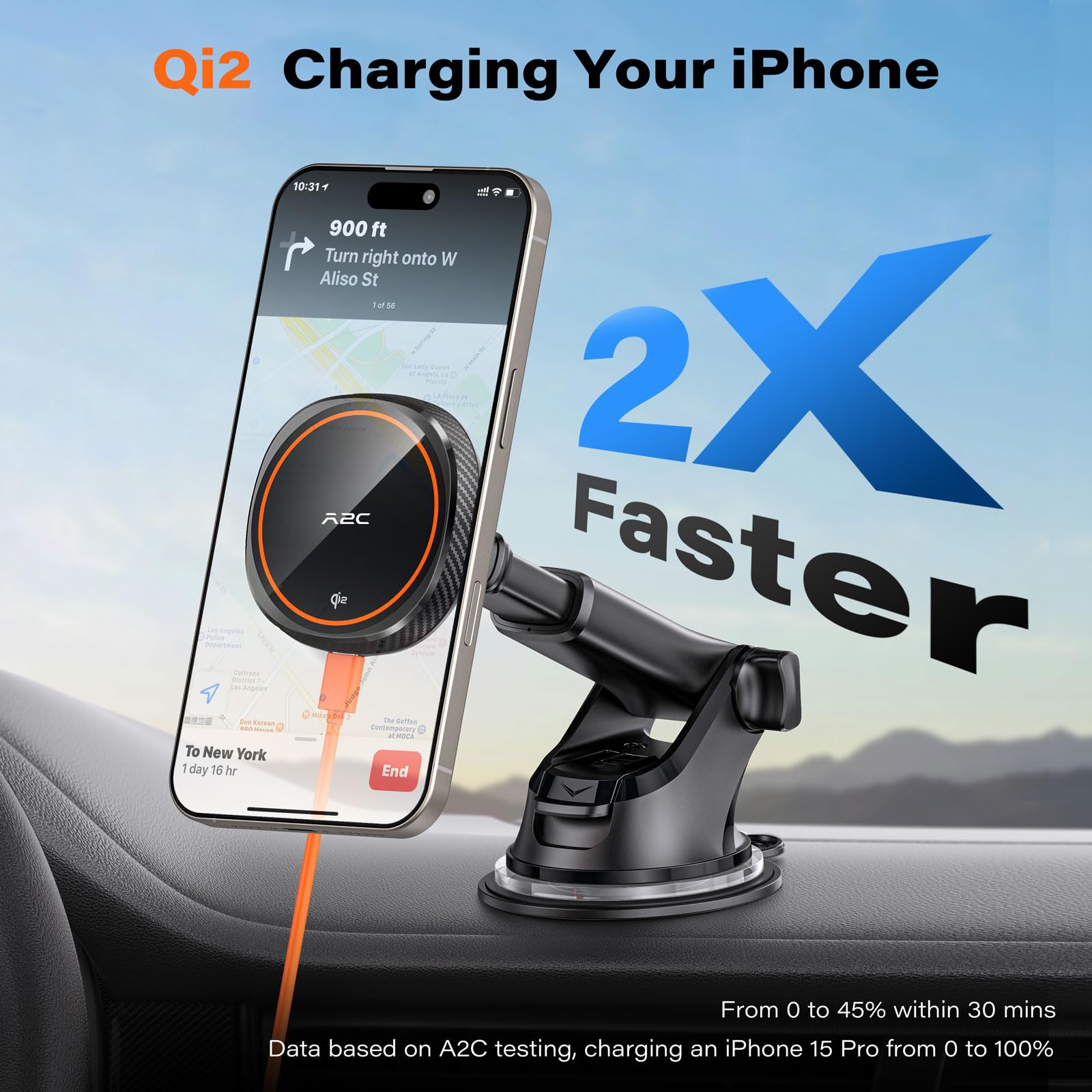 Apps2Car Magnetic Car Phone Mount   Designed Only For Magsafe Iphone 16 12 Series, Orange
