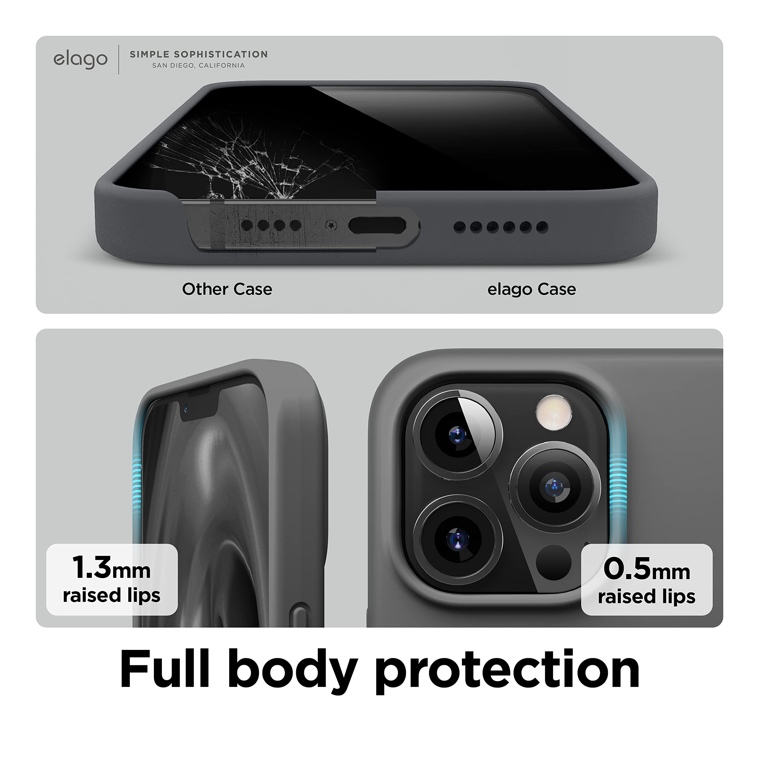 Elago Liquid Silicone Case Compatible With Iphone 13 Pro Max (6.7''), Full Body Full Body Case   Anti Shock Anti Scratch Soft Mi