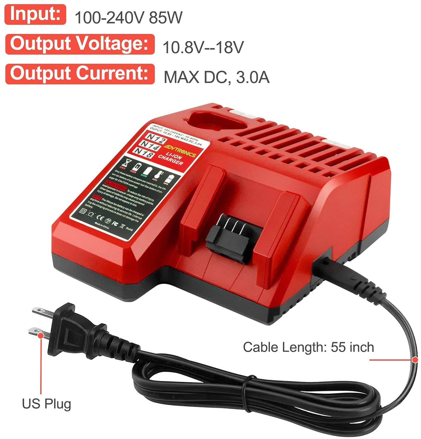 Replacement Rapid Battery Charger For 12V&18V Lithium Ion Battery 48 59 1812 48 11 2420 48 11 1815 48 11 1840 48 11 1841 48 11 1