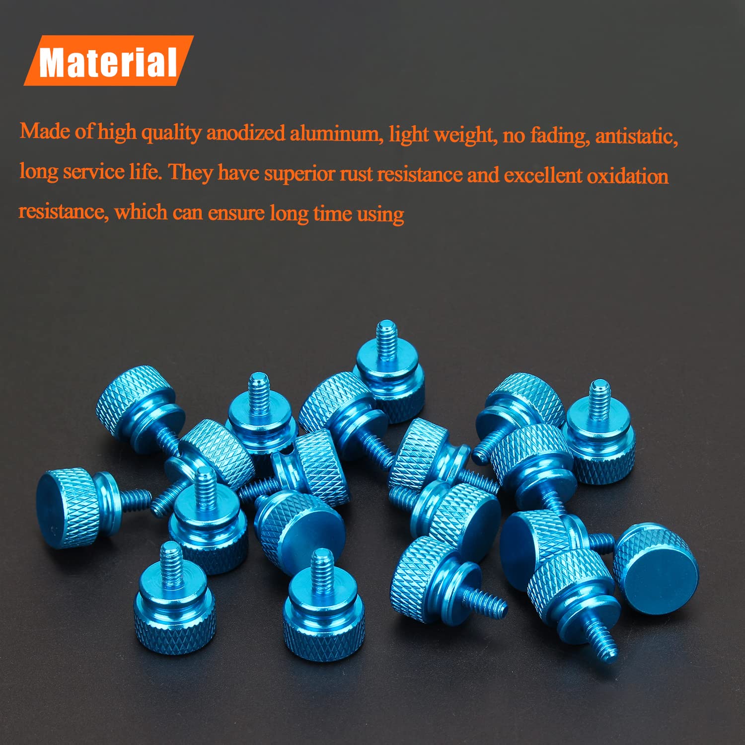 Helifouner 20 Pieces 6 32 Thread, Lake Blue Color Anodized Aluminum Computer Case Thumbscrews, Thumb Screws For Computer Case/Co