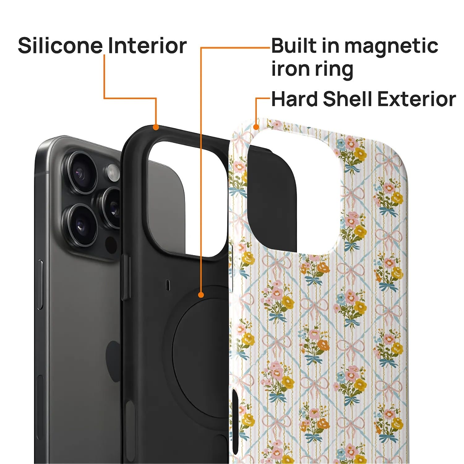 Ilikediy For Iphone 16 Pro Max Case [Compatible With Magsafe] Pattern Design Case For Women Girls Hybrid 2 Layer Hard Shell Sili
