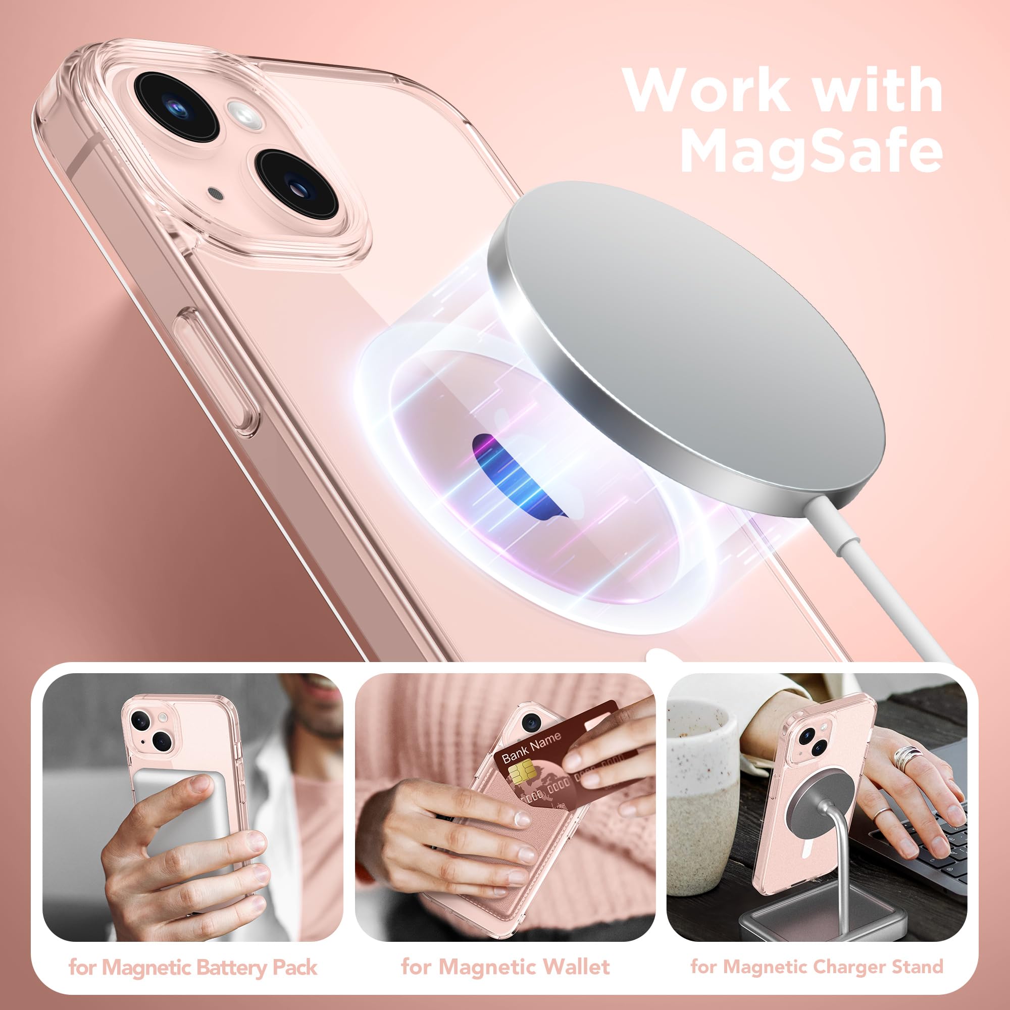 Gonez Magnetic For Iphone 13 Case, Compatible With Magsafe,[2 Screen Protector & 2 Camera Cover][Anti Fingerprint][Non Yellowing