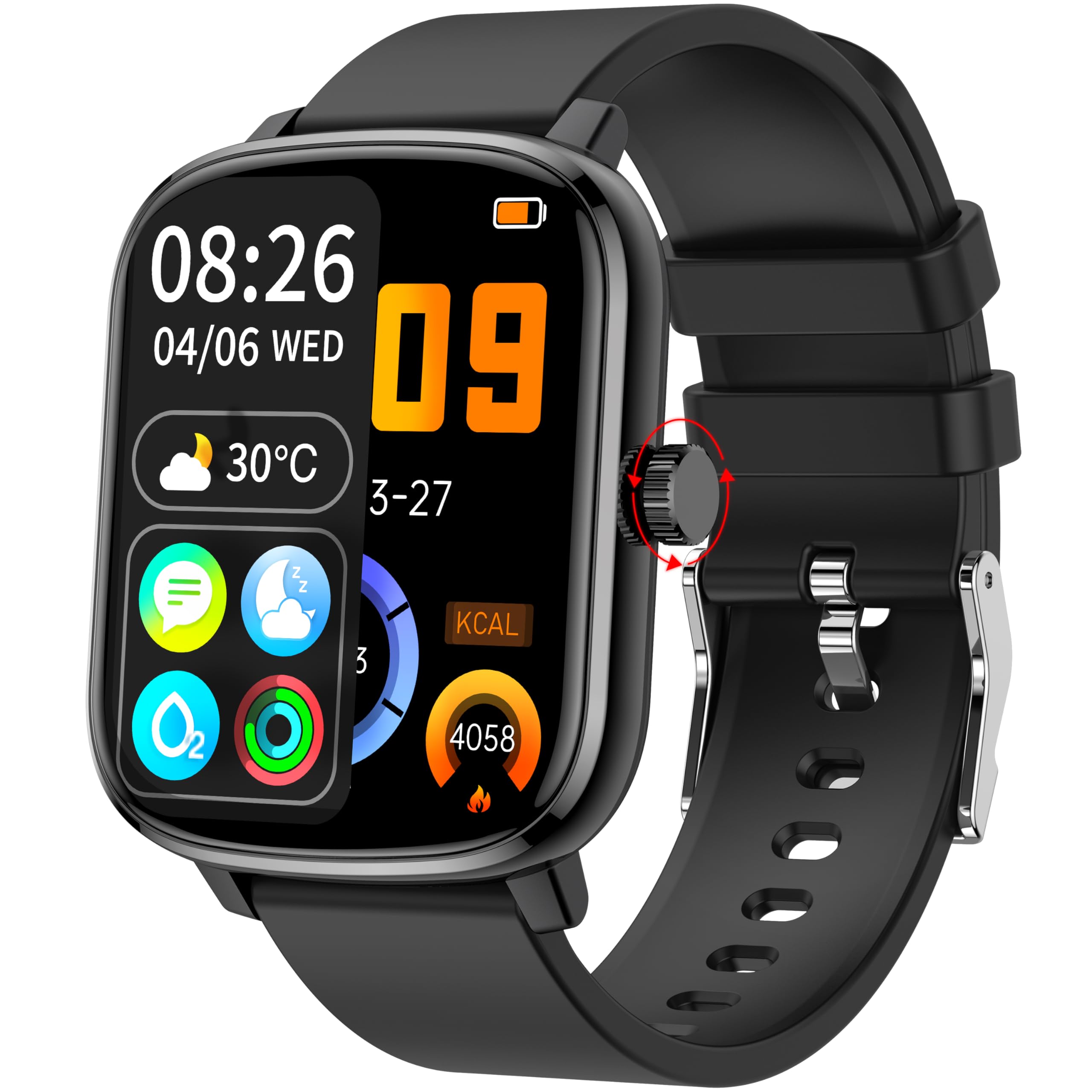 KALINCO Smart Watch for Men, 1.69 Fitness Tracker with Heart Rate, Blood Pressure, Blood Oxygen Tracking, Smartwatch with 100+ S