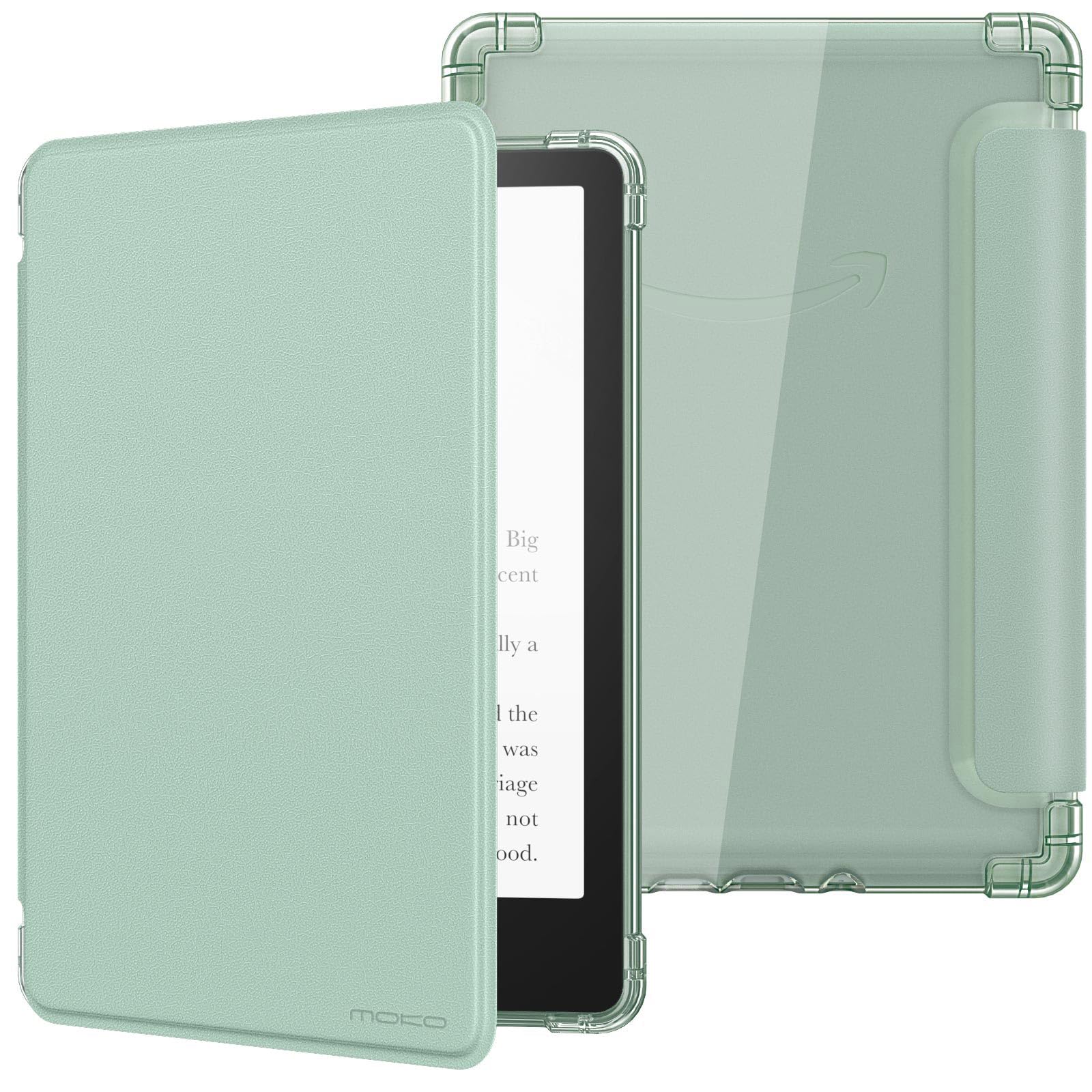 MoKo Case for 6' Kindle (11th Generation 2024/2022 Release), Ultra Clear Soft Flexible Transparent TPU Back Cover Light Shell with Auto Wake/Sleep for Kindle 11th Generation 2024, Agave Green