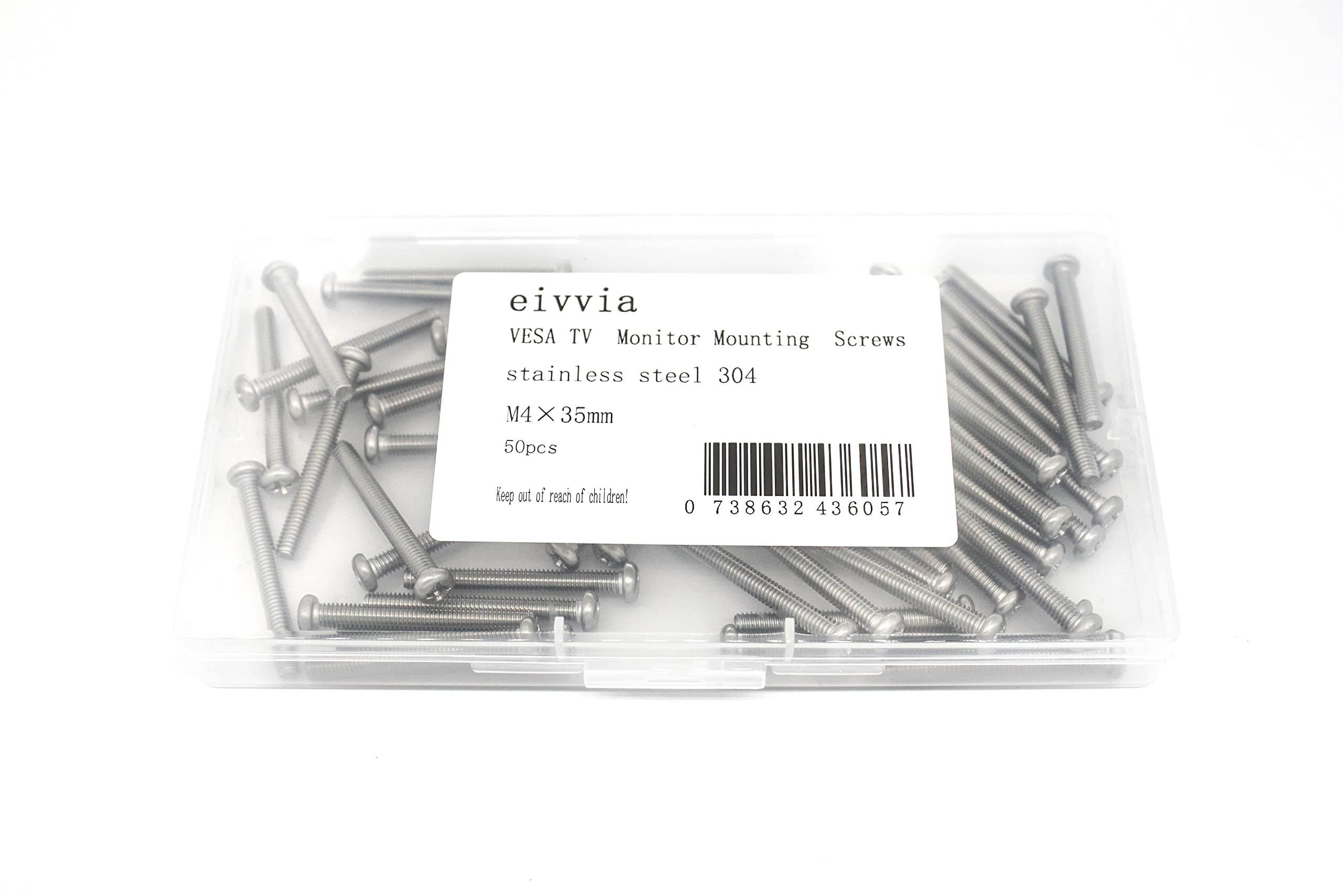 Eivvia 50Pcs Vesa Tv Monitor Mounting Screws M4 X 35Mm