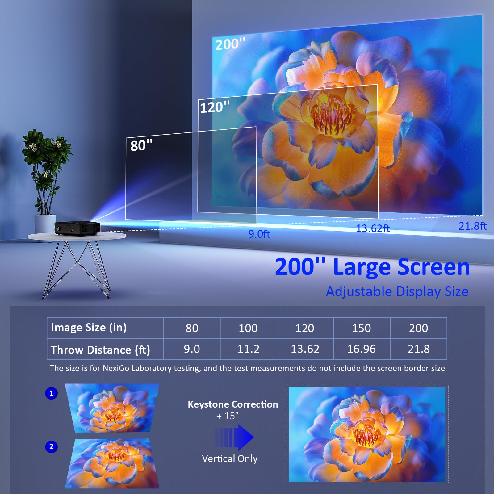 Nexigo Pj20 Outdoor Projector, Movie Projector With Wifi And Bluetooth, Native 1080P, Dolby_Audio Sound Support, Compatible W/Tv