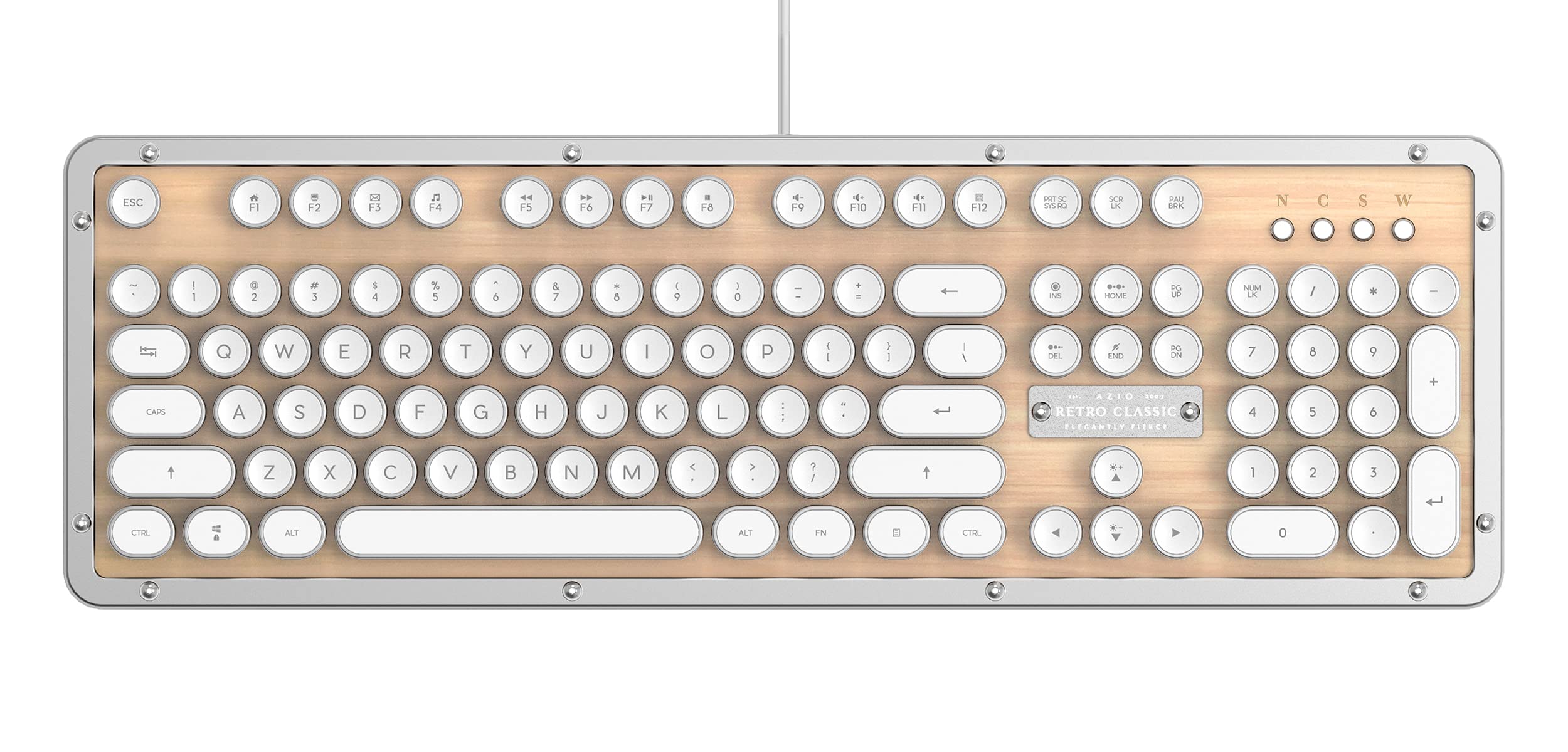 Azio Retro Classic Usb (Maple)  Wired Backlit Vintage Maple Wood Mechanical Keyboard For Pc (Mk Retro W 02 Us)