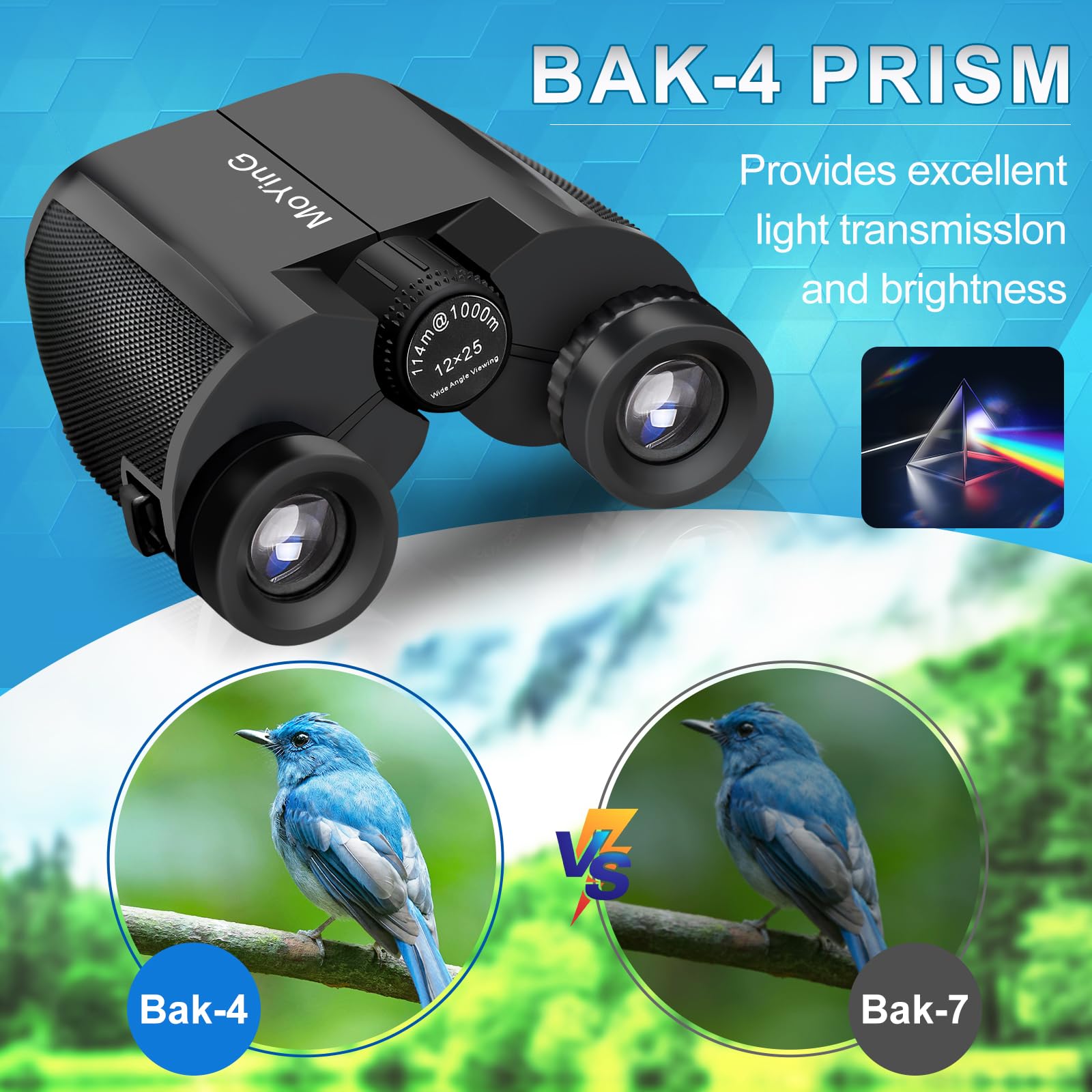 12X25 High Powered Binoculars For Adults, Waterproof Compact Binoculars With Clear Low Light Vision, Small Binoculars For Bird W