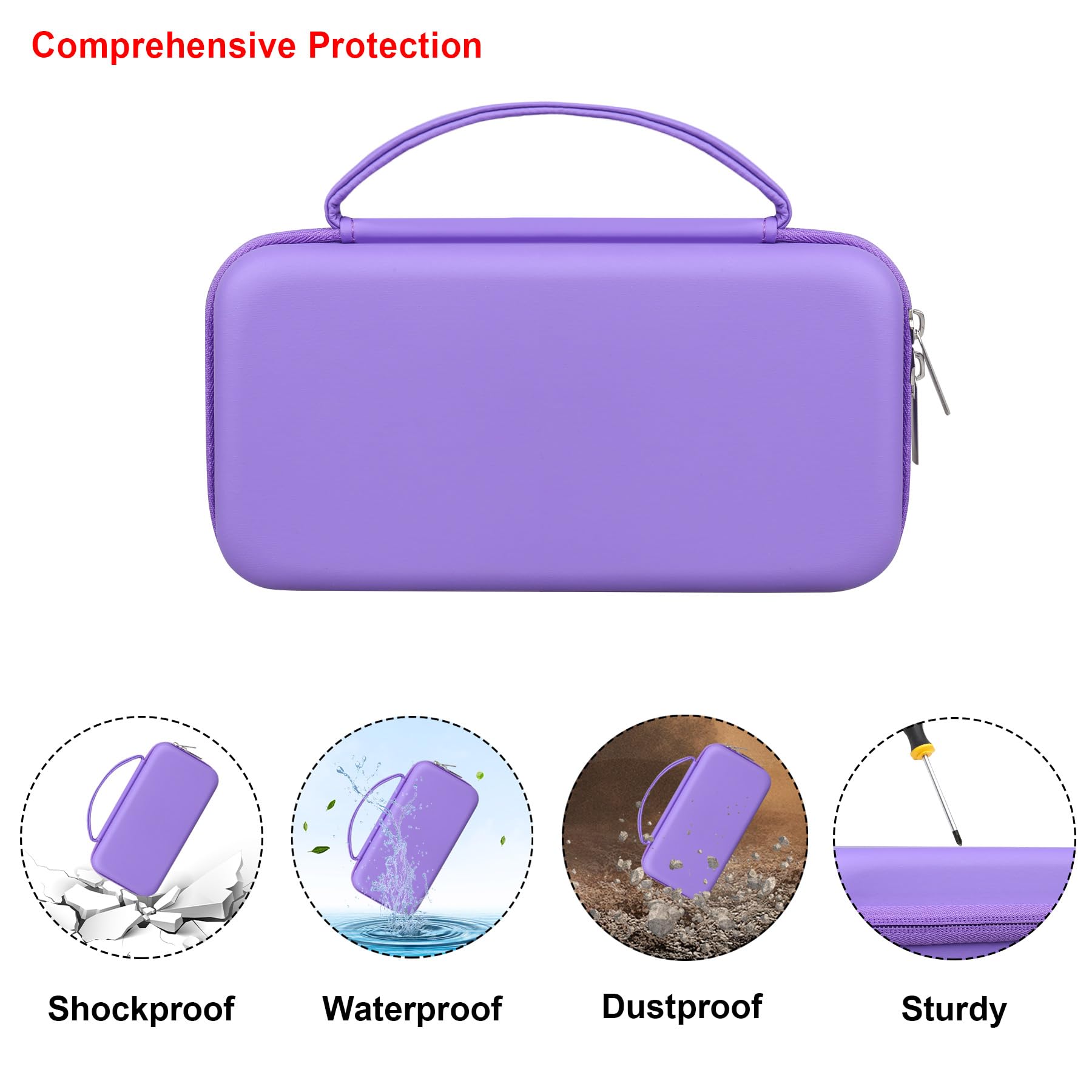Elonbo Carrying Case For Texas Instruments Ti Nspire Cx Ii Cas/Cx Ii/Cx/Cx Cas Color Graphing Calculator, Extra Mesh Pocket Fits Charging Cable, Charger, Manual, Purple, L92Zz