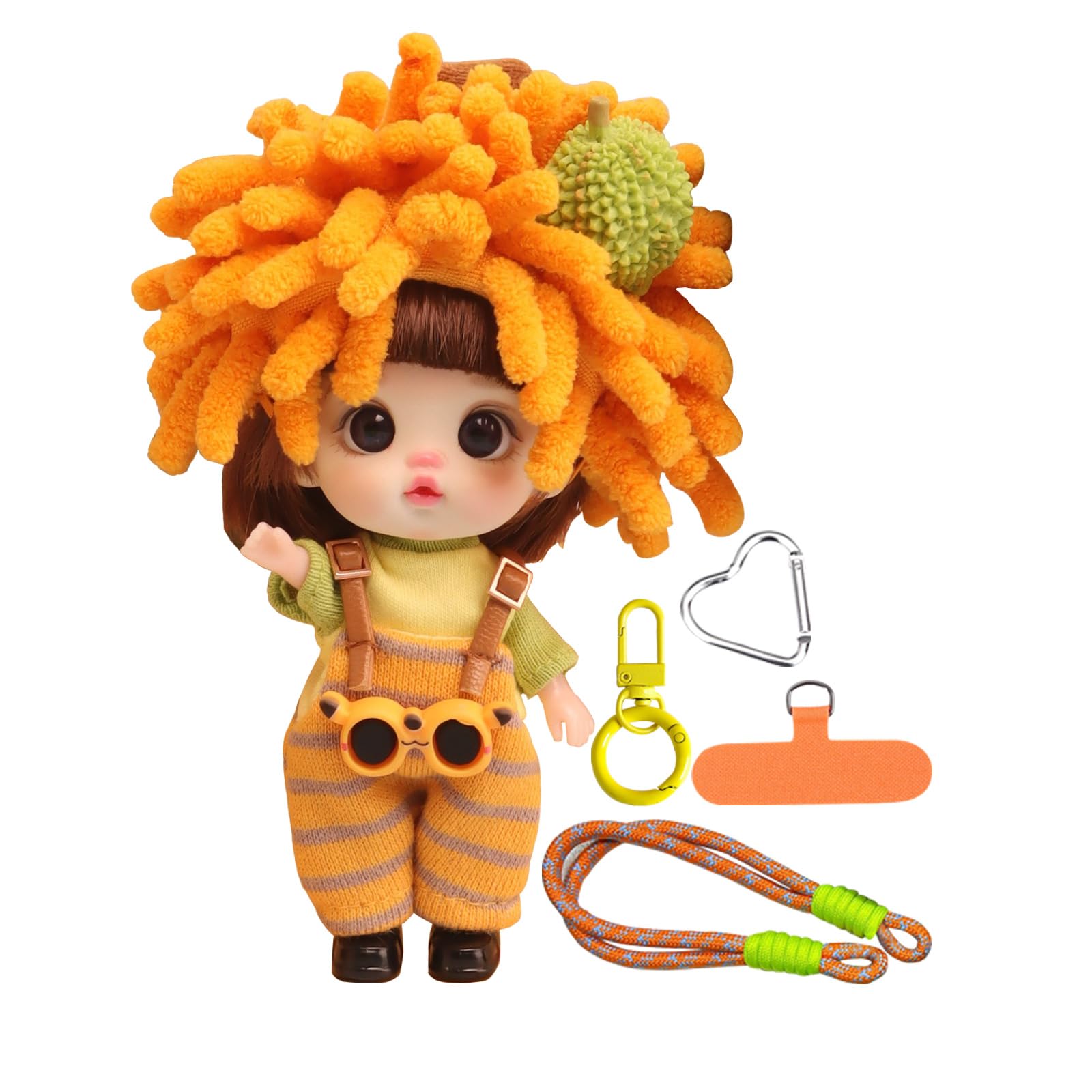 Cute Phone Charm &Hand Wrist Strap Lanyard With Tether Tab,Keychain Phone Lanyard With Pineapple Element Vinyl Baby Doll Pendant
