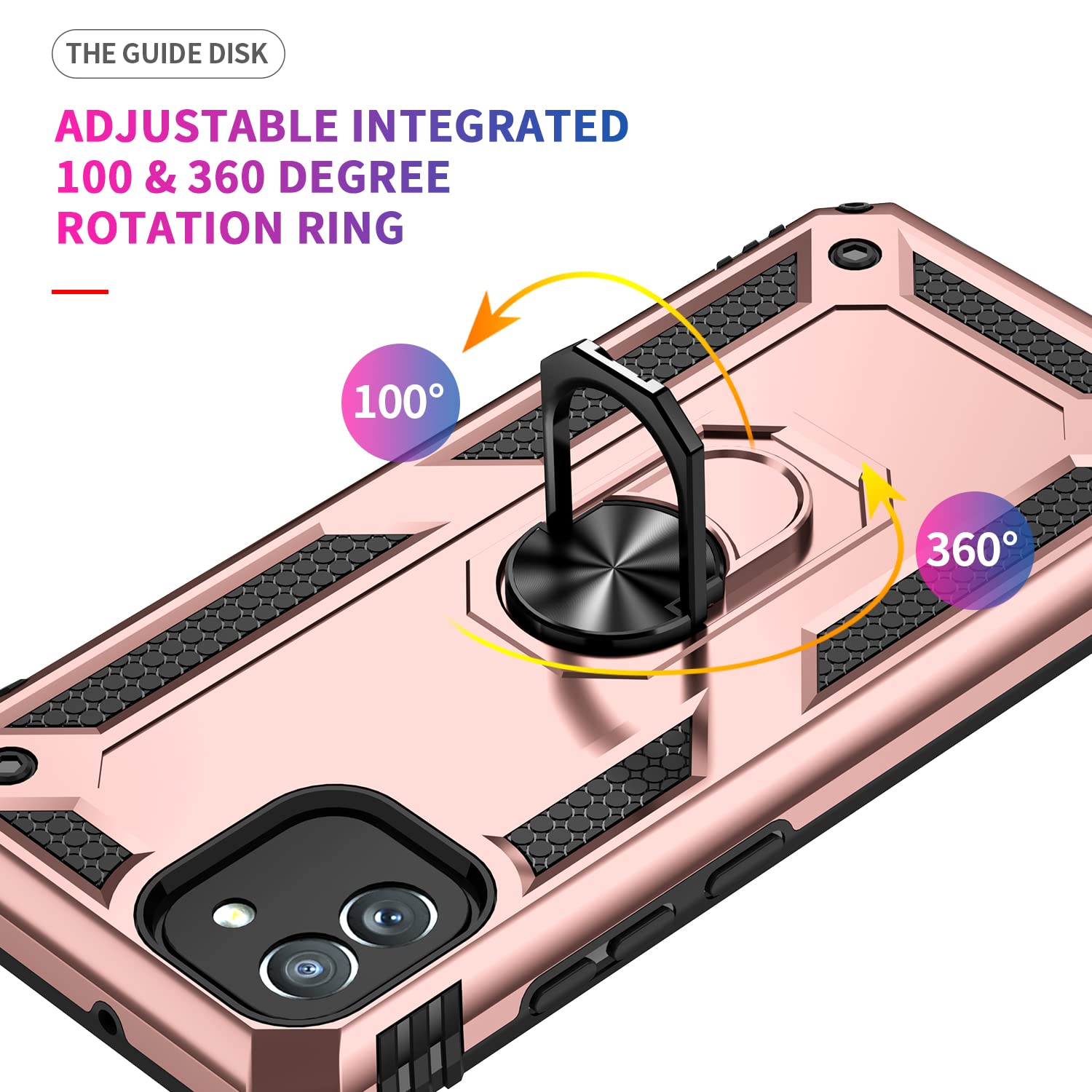 Dingxin Galaxy A03 Case, Samsung A03 Phone Case, [Military Grade] Metal Ring Stand Car Mount Shockproof Protective Case For Sams
