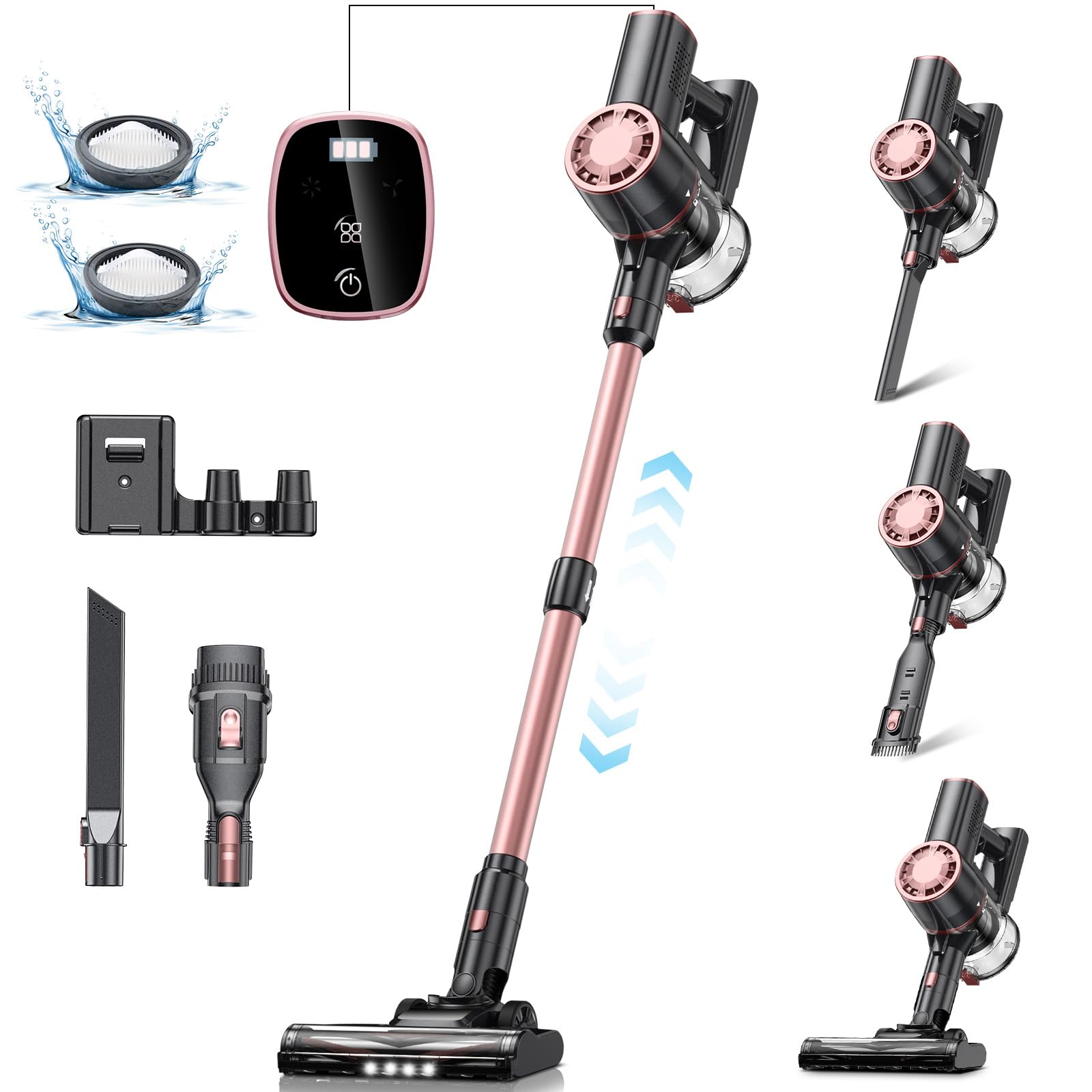 Vexilar V8PRO Cordless Vacuum Cleaner for Home - 25Kpa Stick Vacuum with Self Standing Design, Max 35Min Runtime, 6 in 1 Lightwe