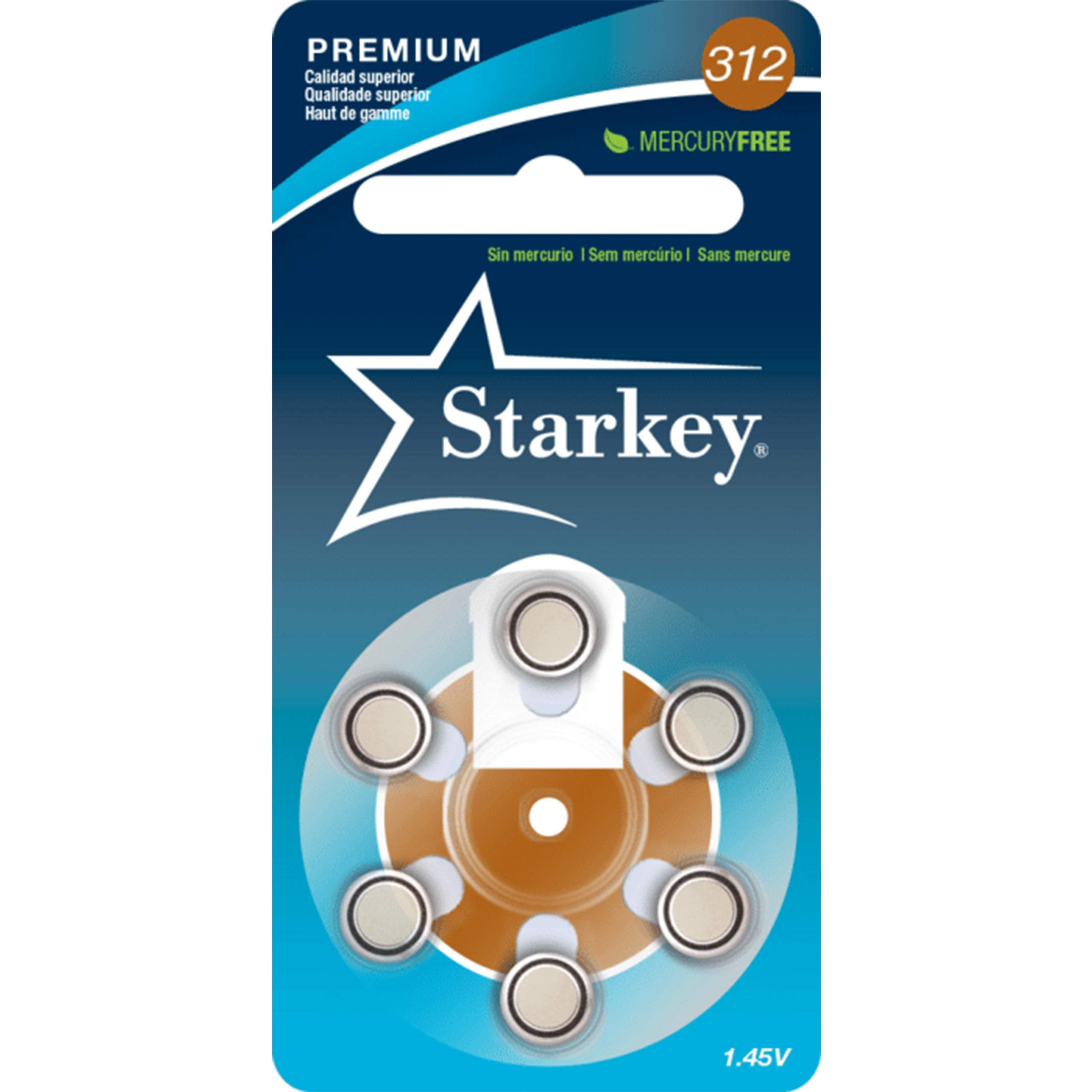Starkey Size 312 Premium Hearing Aid Batteries 60 Pack   Mercury Free   Zinc Air Technology   Made In Usa   Plus Keychain Batter