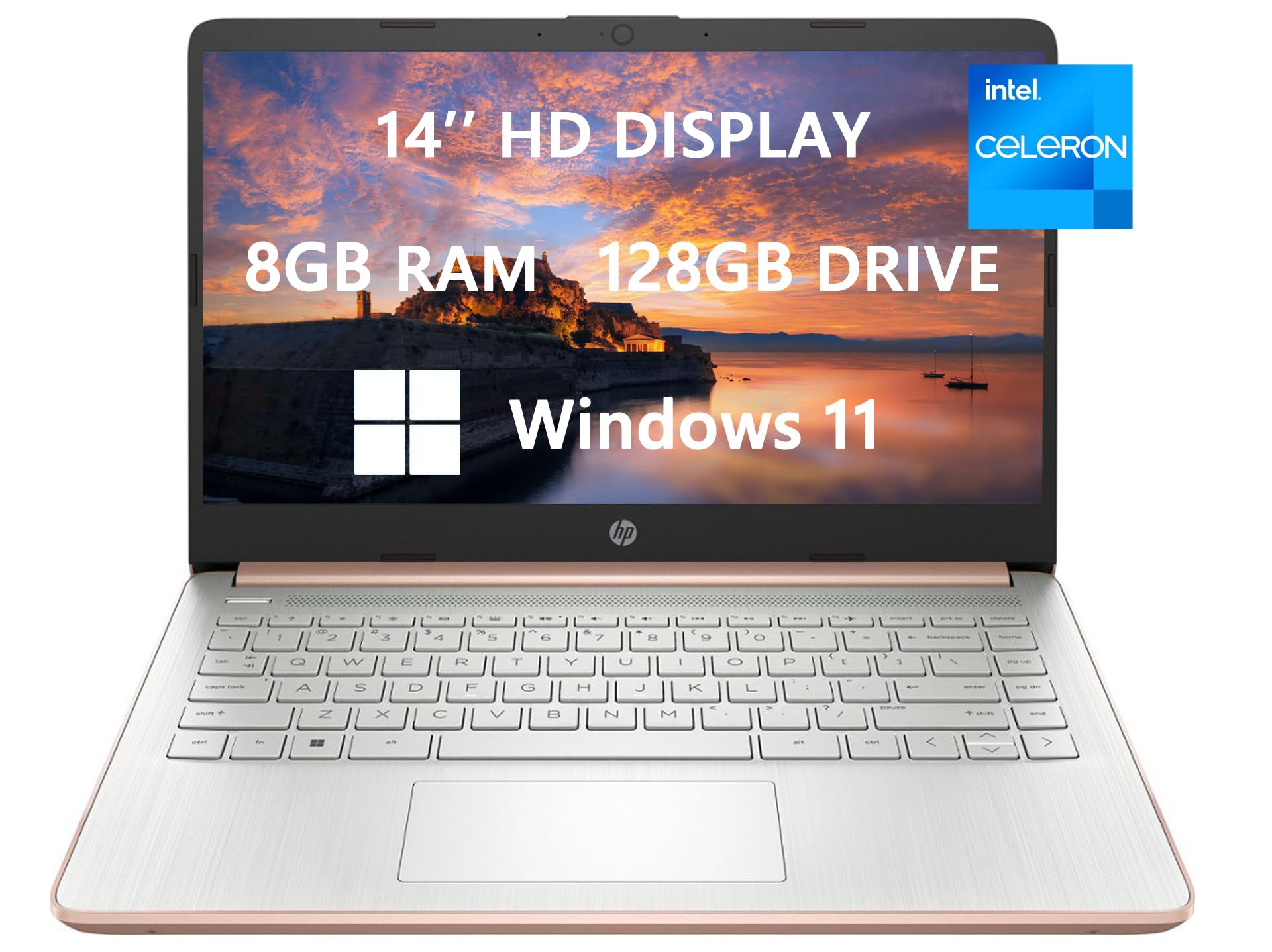 Hp 2023 Newest Laptops For Student&Business,14'' Hd Computer,Intel Celeron N4120(4 Core),Up To 2.60 Ghz,8Gb Ram,128Gb(64Gb Ssd+6