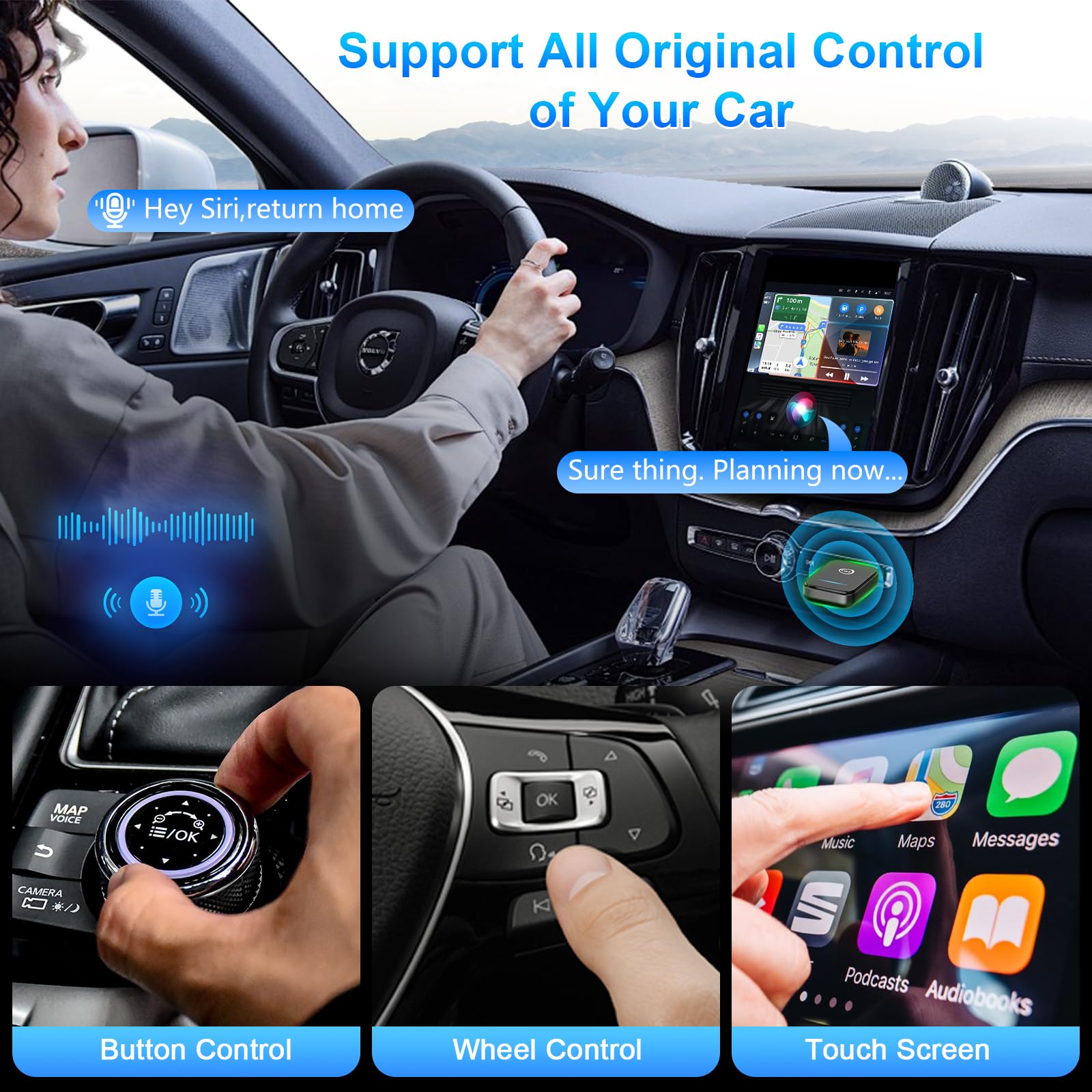2 In 1 Wireless Carplay Adapter For Iphone & Android Auto, Convert Wired To Wireless Carplay Adapter, Mini 2025 Upgrade Plug & P