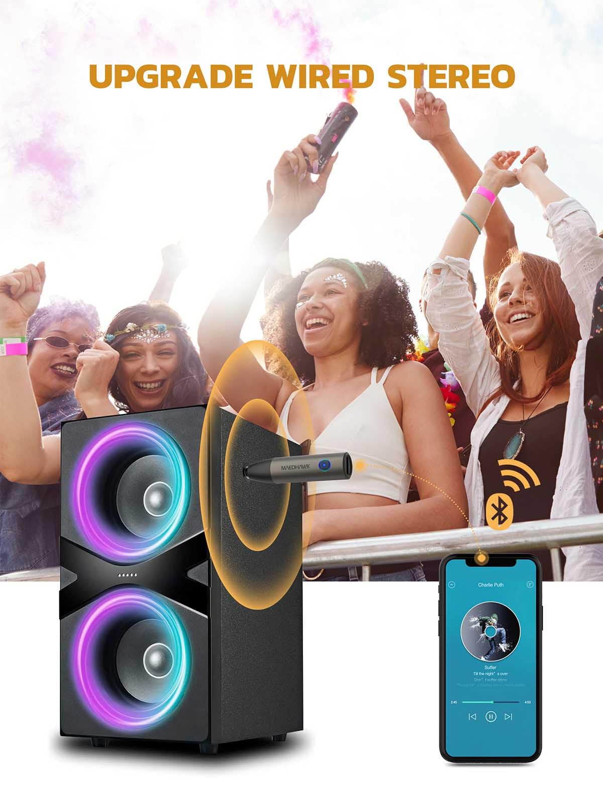 Maedhawk 5.3 Car Bluetooth Aux Adapter, [Stable Connection] 3.5Mm Bluetooth Adapter Wireless Audio Receiver For Car Home Stereo Wired Headphones Speaker, Hands Free Calls [Enhanced Mic], [1 Piece]