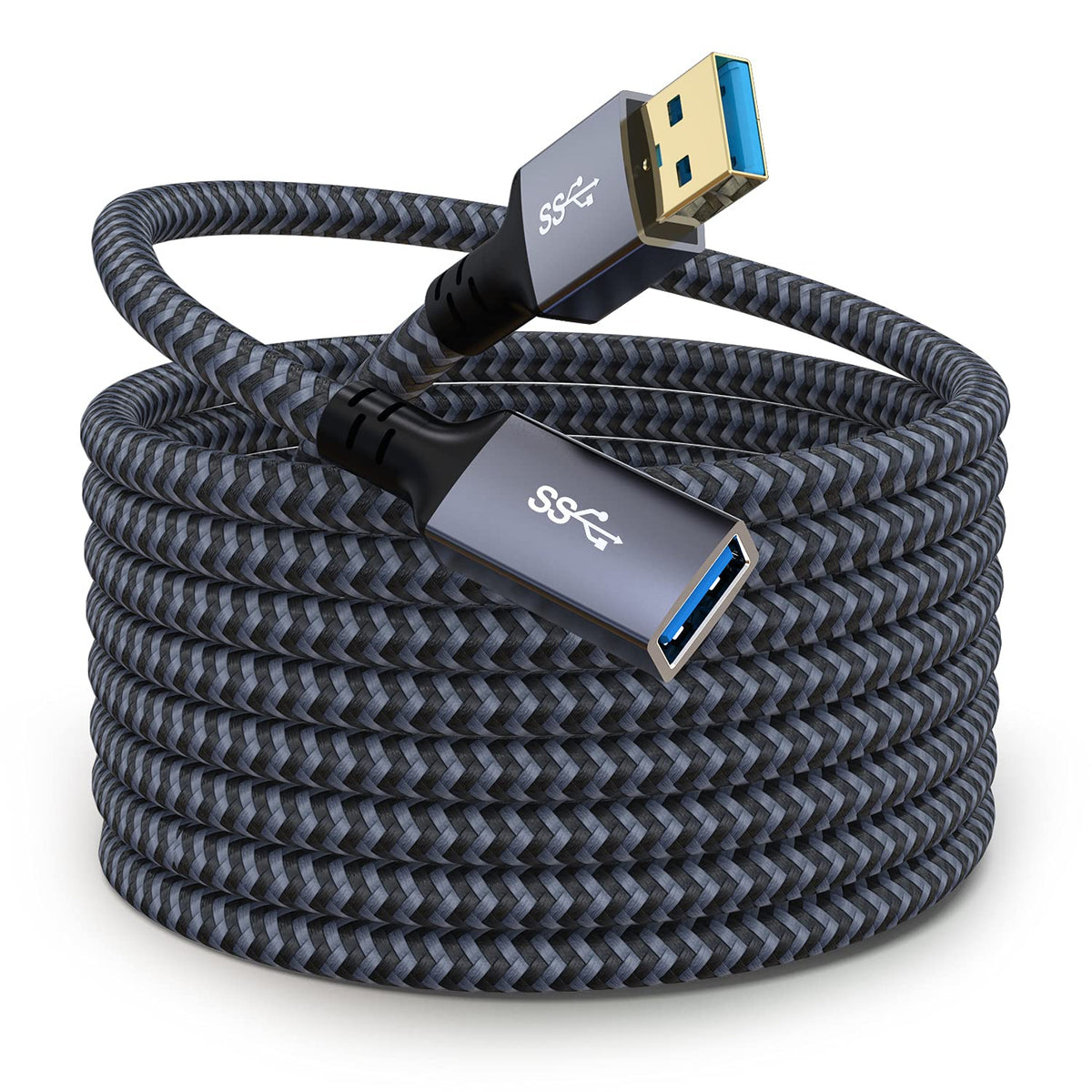 Hisatey Usb 3.0 Extension Cable 6Ft Usb Extension Cable Male To Female Durable Braided Material High Data Transfer Compatible With Usb Keyboard,Mouse,Flash Drive, Hard Drive,Printer
