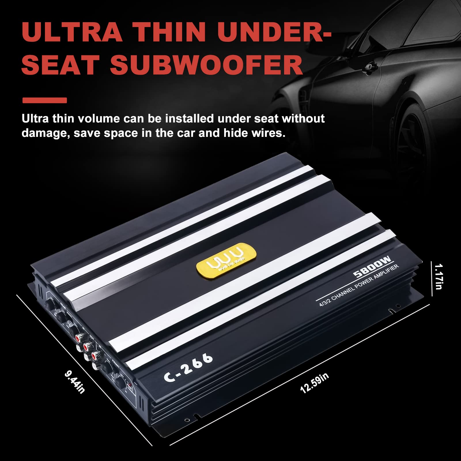 Yaeccc C 266 Car 4 Channel Power Amplifier Stereo Audio Super Bass Sub Woofer Amp 12V