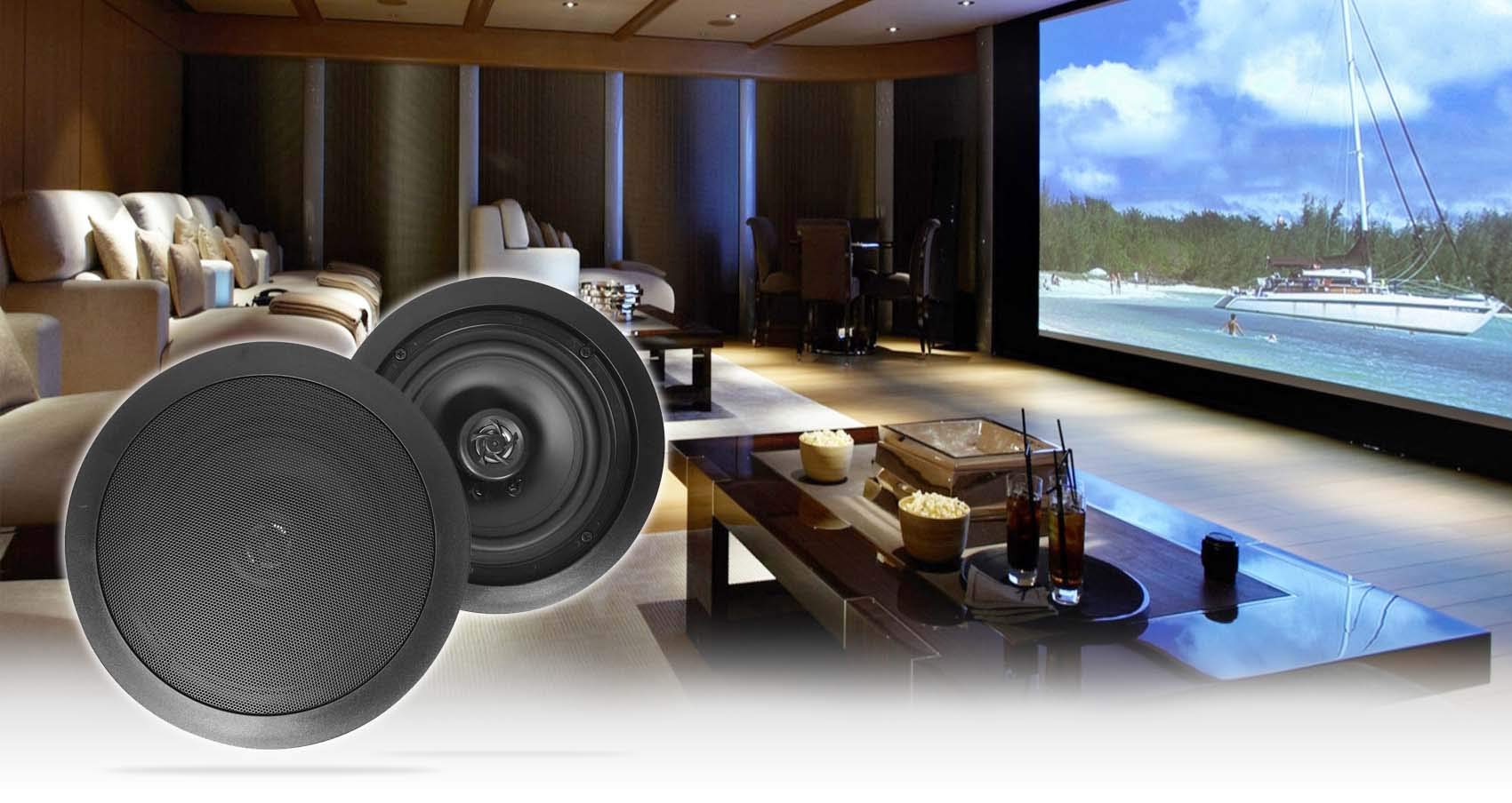 Rockville HC85-16 Black 8 700 Watt In-Ceiling Home Theater Speakers 16 Ohm, Aimable Tweeter, Paintable Grills, High Power, for H