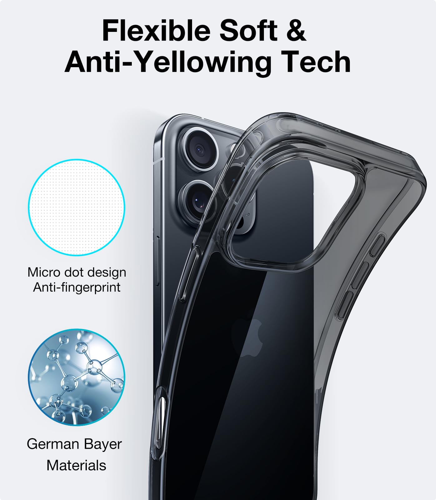 Torras Clear Case For Iphone 16 Pro Max Case, [Ultra Thin] [Anti Yellowing] [Military Drop Protective] Slim Soft Silicone Tpu Co