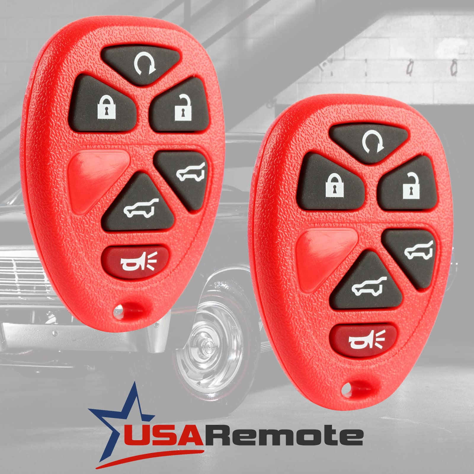 Key Fob Keyless Entry Remote Fits 2007 2014 Chevy Tahoe Suburban / 2007 2014 Cadillac Escalade / 2007 2014 Gmc Yukon (Red), Set