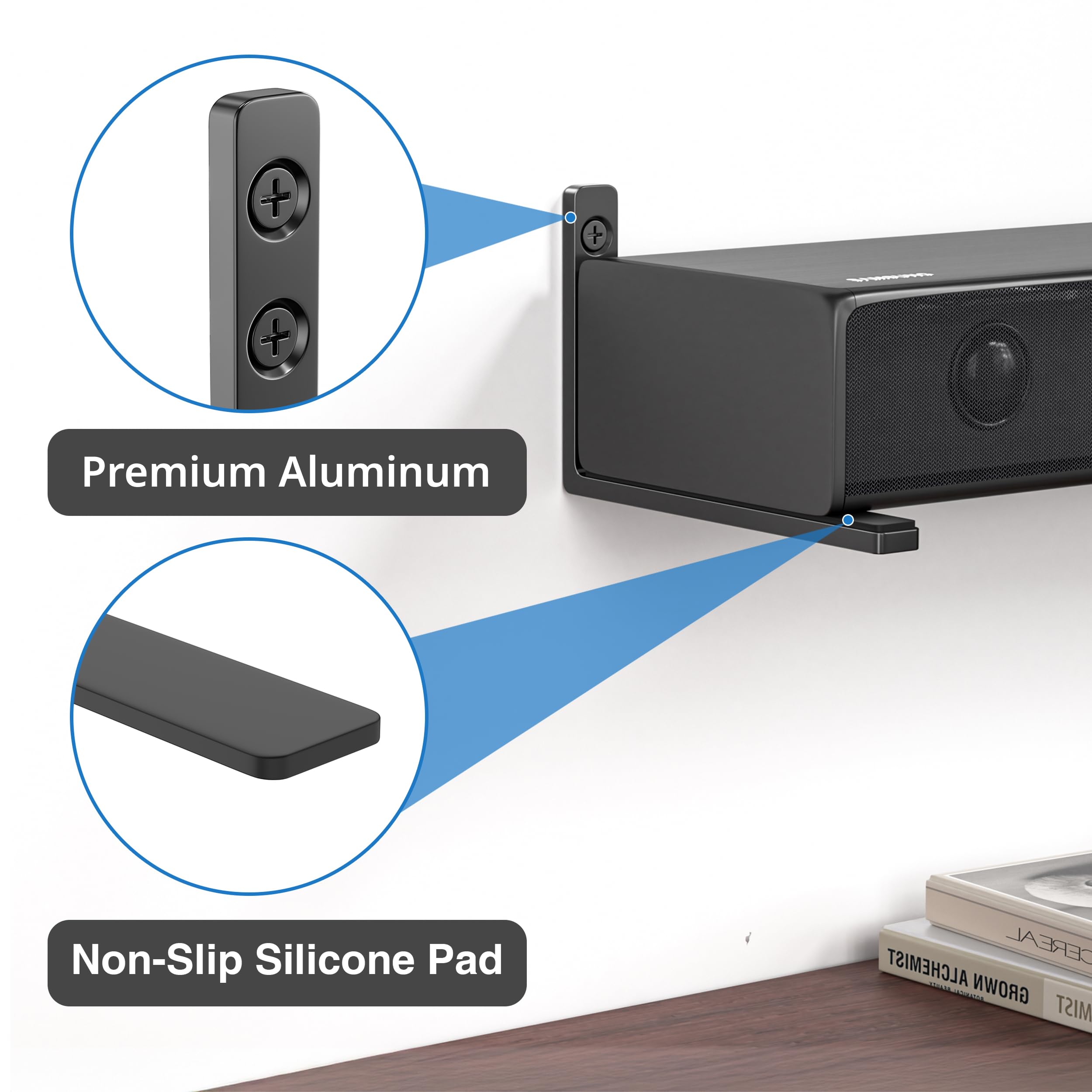 Songsoso Soundbar Mounts Under Tv For Bose, Sony, Saiyin, Vizio, Lg, Samsung, Roku - Dolby Atmos Compatible Soundbar Wall Mount