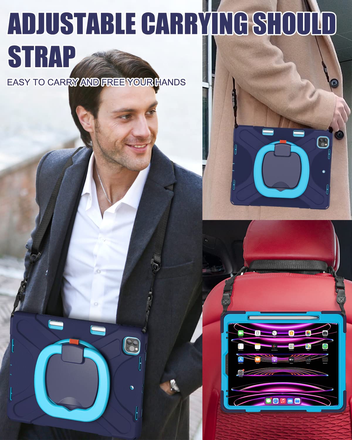 Braecn For Ipad Air 13 Inch Case M2 (2024), Ipad Pro 12.9 (2022/2021, 6Th/5Th/4Th/3Rd Gen), Heavy Duty Shockproof Cover With Pen