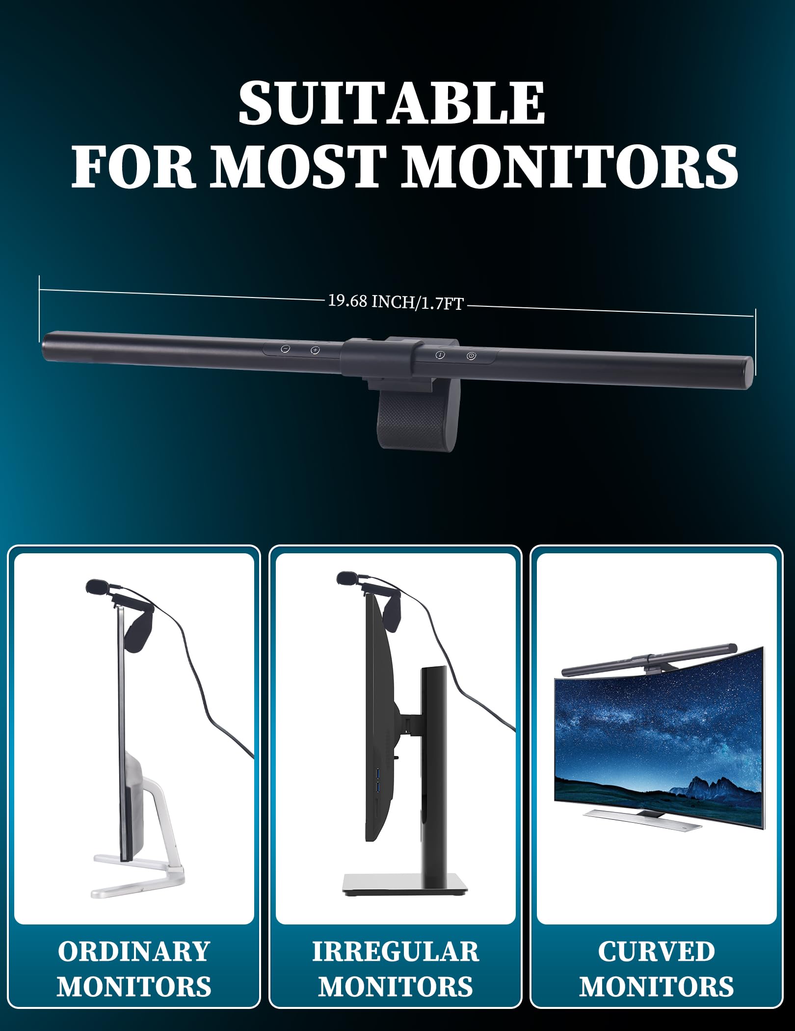 Computer Monitor Light Bar,E Reading Led Monitor Lights, Usb Powered Computer Monitor Lamp, Touch Control,No Screen Glare, Eye C
