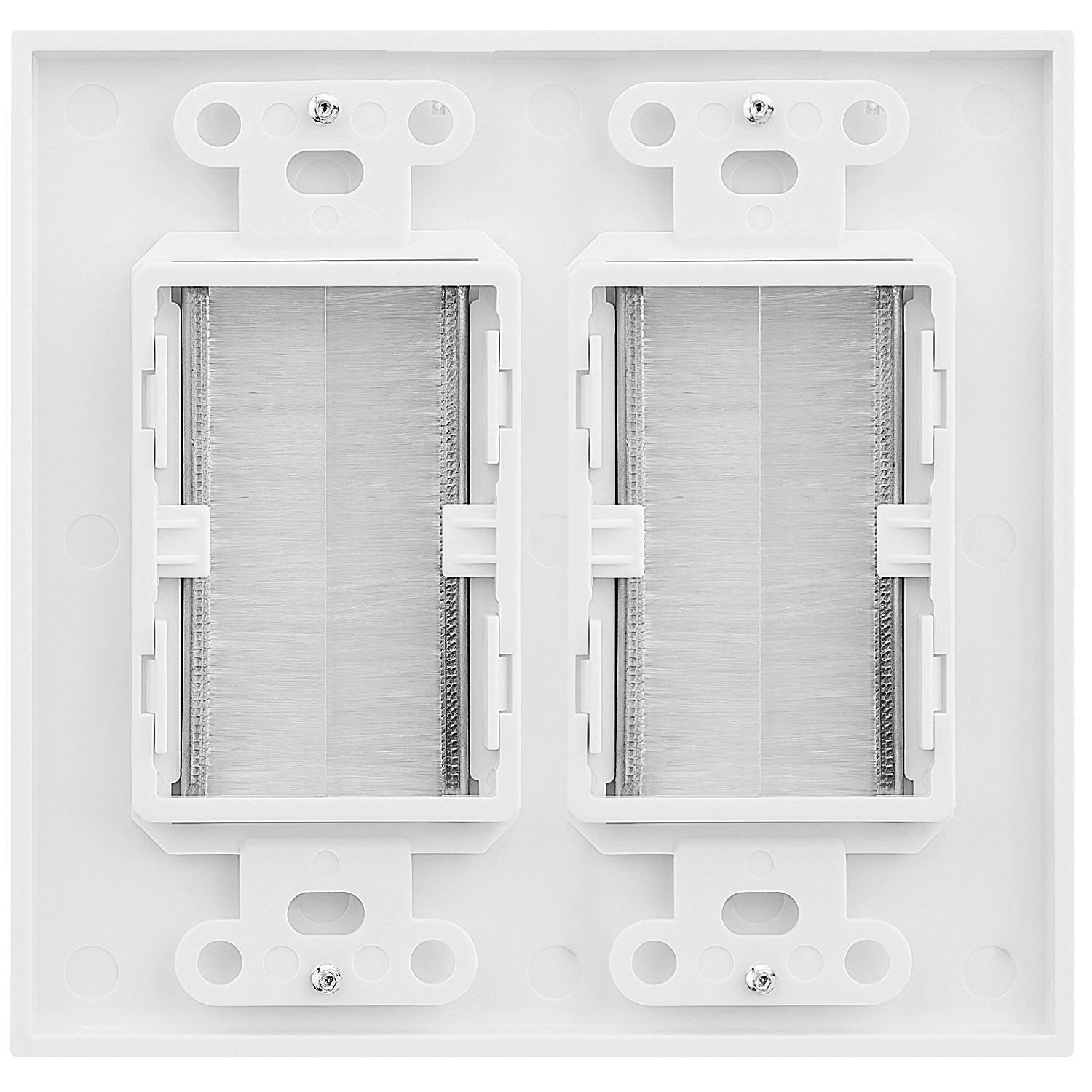 Fosmon 2 Gang Wall Plate, Brush Style Opening Passthrough Low Voltage Cable Plate In Wall Installation For Speaker Wires, Coaxia
