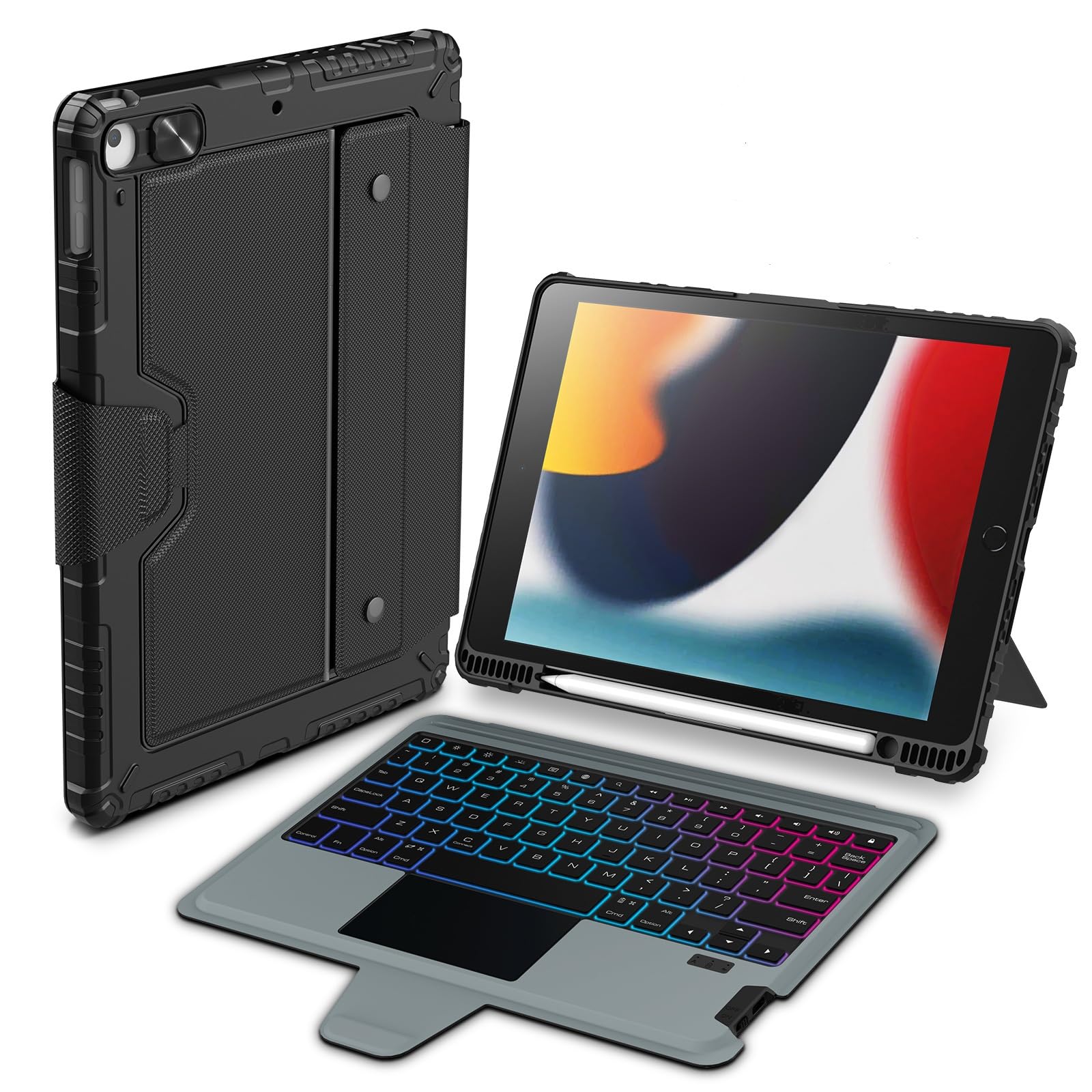 Nillkin Ipad 9Th Generation Keyboard Case With Backlight Detachable Keyboard 10.2'' Ipad With Kickstand Pencil Holder, For Ipad