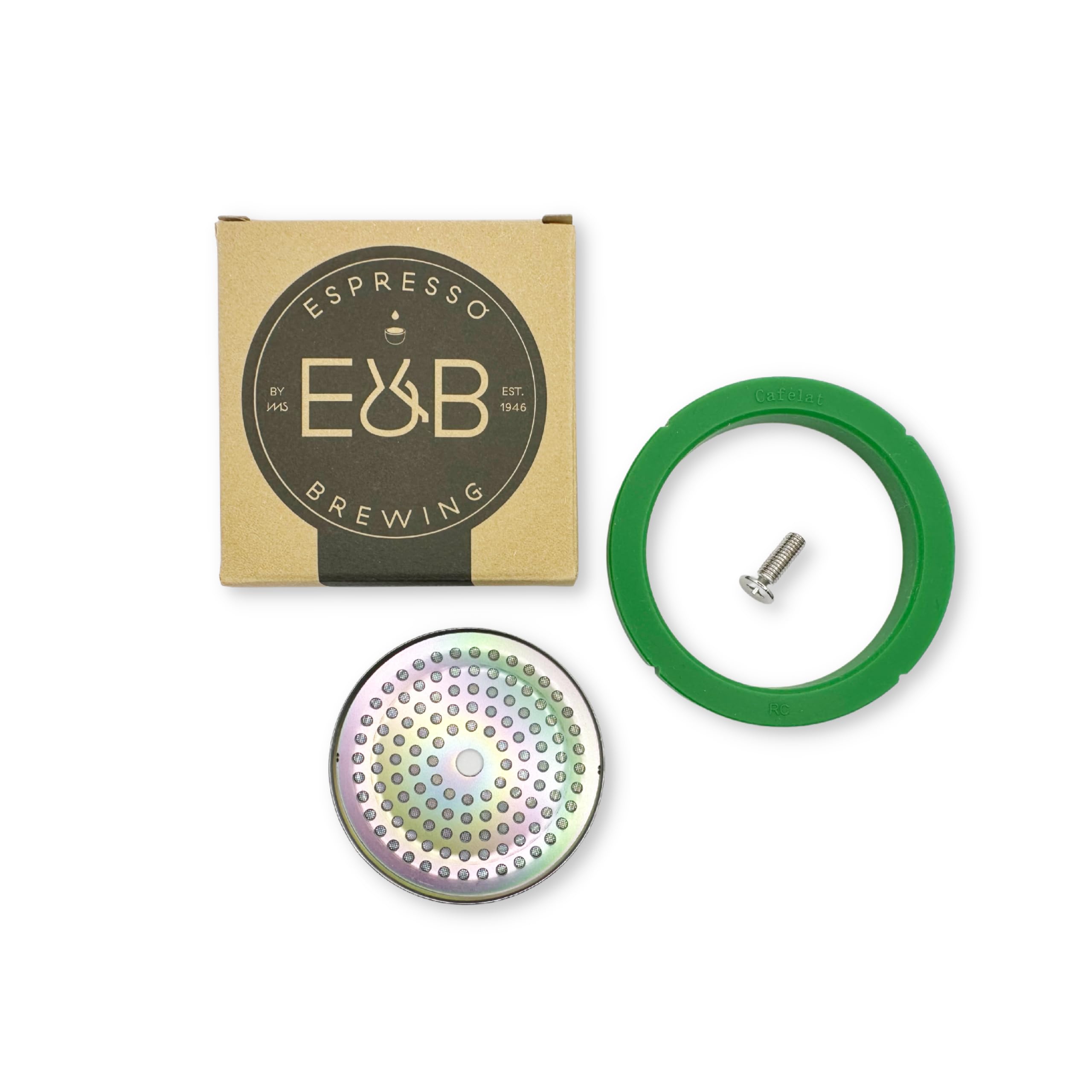 Custom Tune Up Kit 3In1 For Rancilio Silvia. Ims Nanotech Reinforced Screen Srt200Nt, Cafelat Gasket   Green, Flat Screw