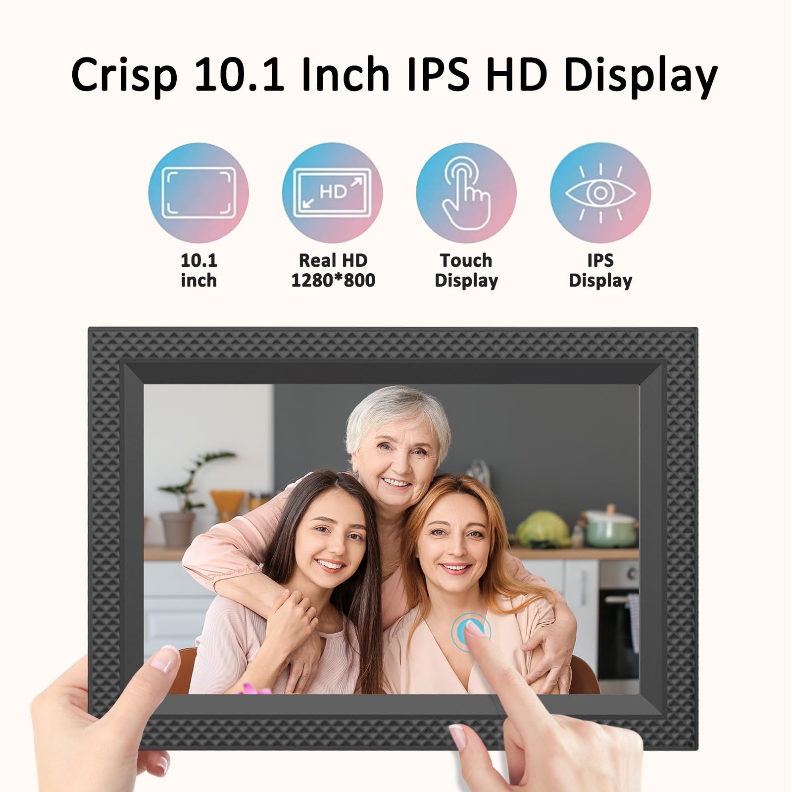 Forc 10.1 Inch Smart Wifi Digital Photo Frame, Digital Picture Frame, Built In 16Gb Storage, Ips Touch Screen, Auto Rotate, Slid