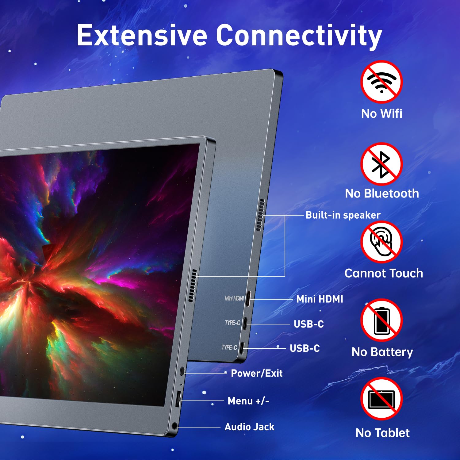 Cocopar Portable Monitor 15.6 Inch Travel Monitor 1080P Fhd Hdmi Usb C External Monitor For Macbook Laptop Surface Pc Xbox Ps4/5