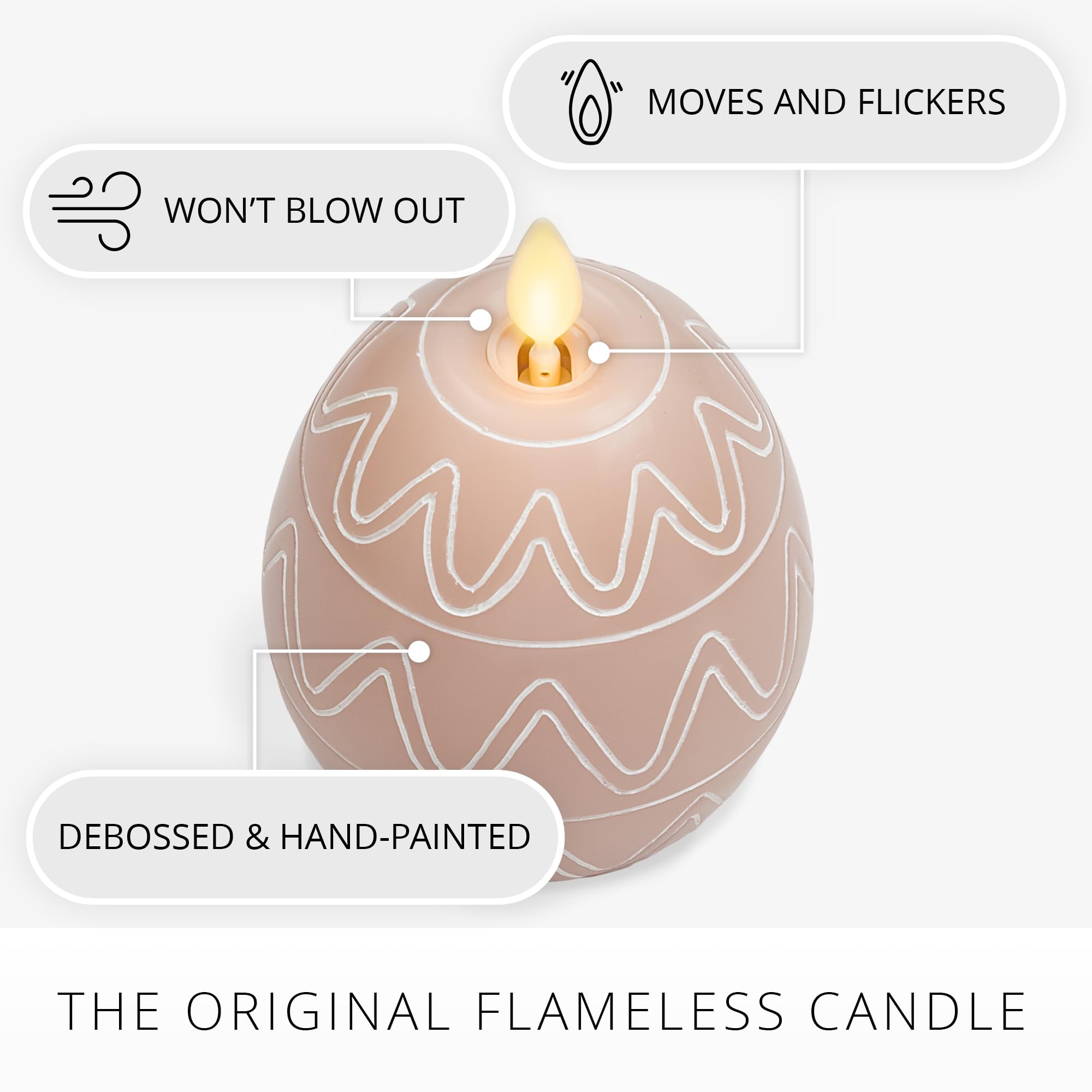 Luminara   Flameless Battery Operated Flickering Easter Egg Candle   Dusky Rose   Pack Of 1 3.1X4.3   Auto Timer Built In 5 Hour