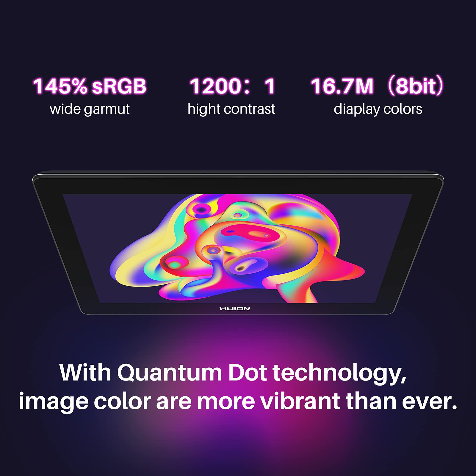 Huion Kamvas Pro 16 Plus 4K Uhd Graphics Drawing Tablet With Screen Full Laminated 145% Srgb Art Tablet With Battery-Free Stylus