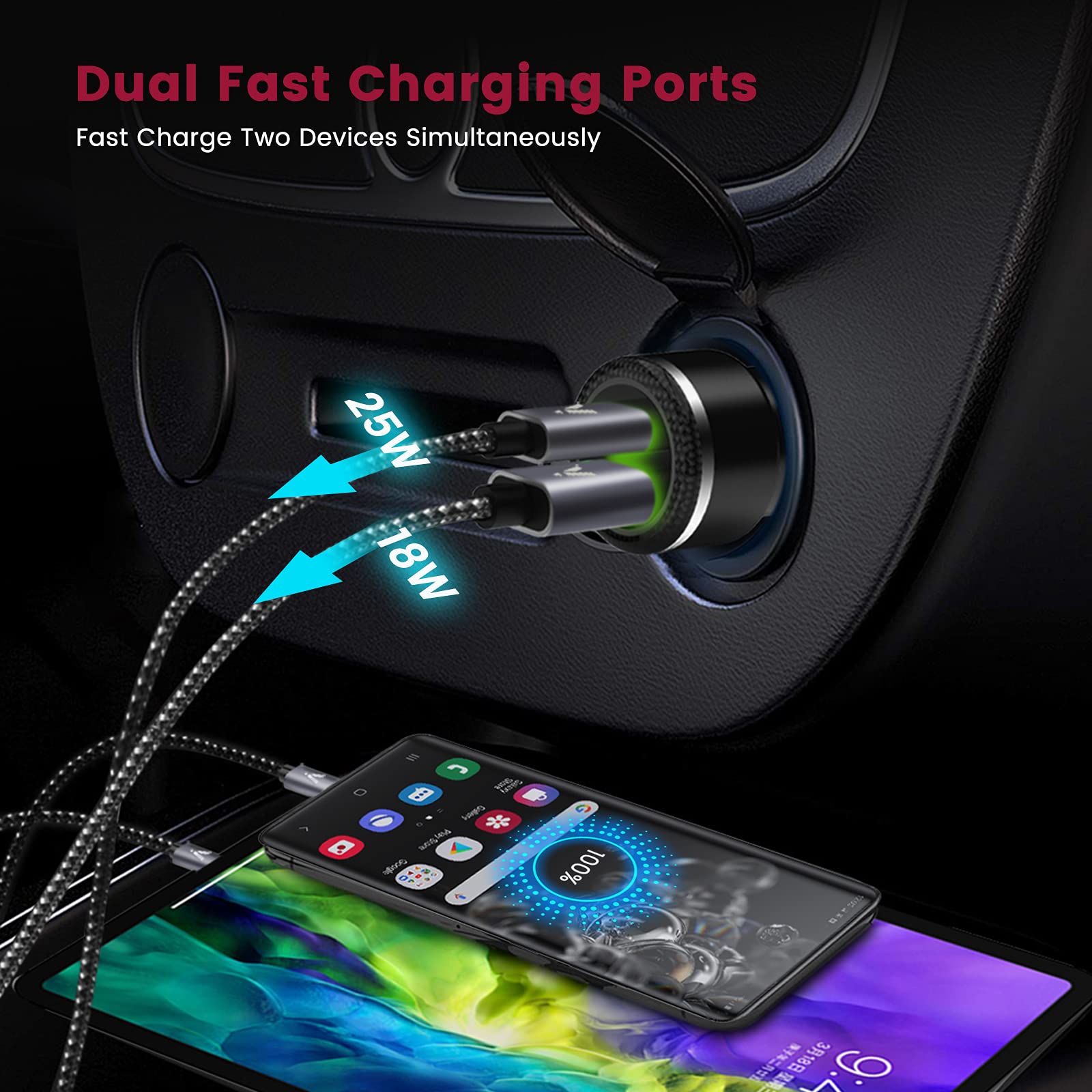 Super Fast Charger Type C Kit, Velogk 25W Pd Pps Usb C Wall/Car Charger For Samsung Galaxy S22/S21/S20/Plus/Ultra/Fe/Note 20/10/