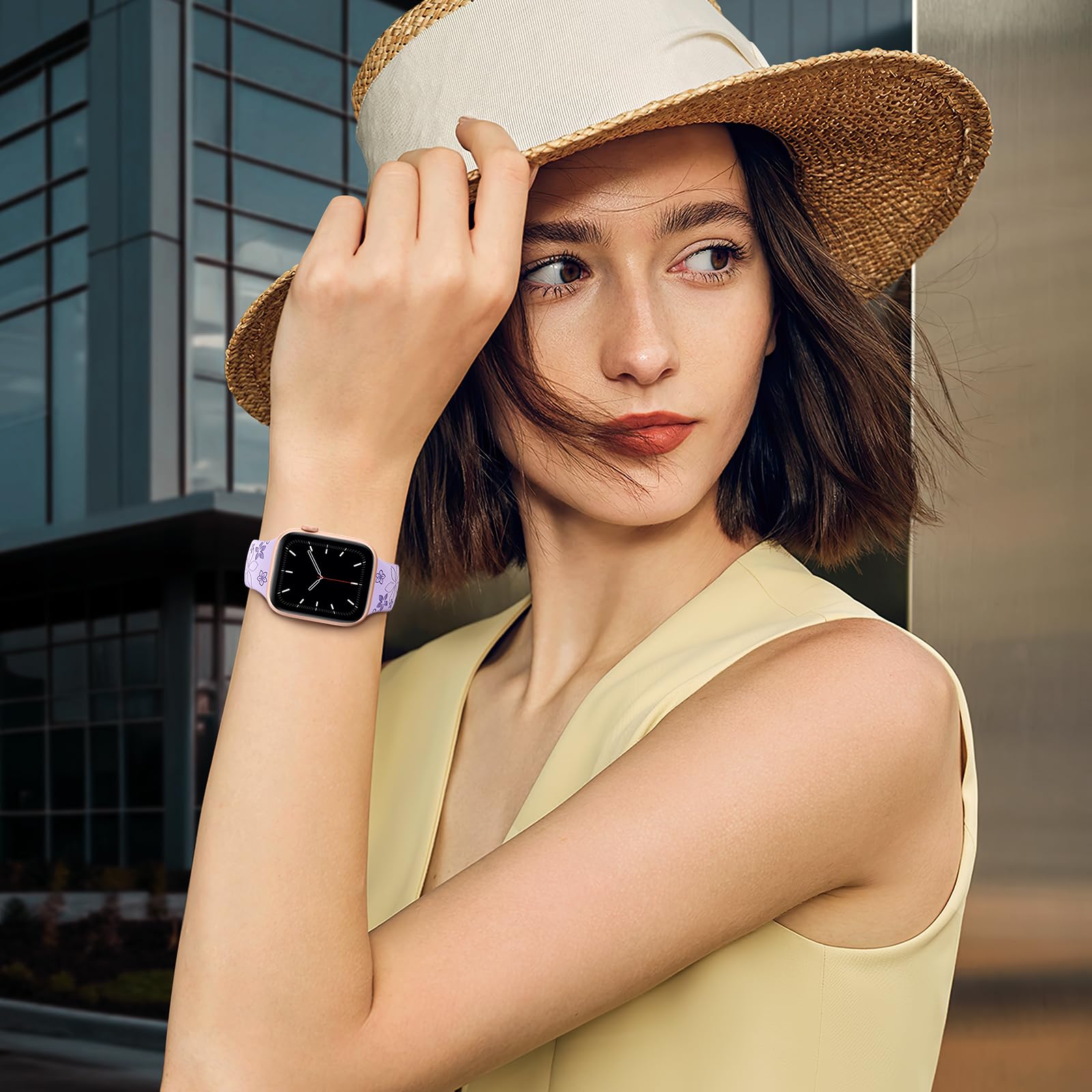 Floral Engraved Bands Compatible With Apple Watch Band 41Mm 40Mm 44Mm 45Mm 42Mm 38Mm 49Mm 46Mm For Women,Cute Flower Iwatch Band