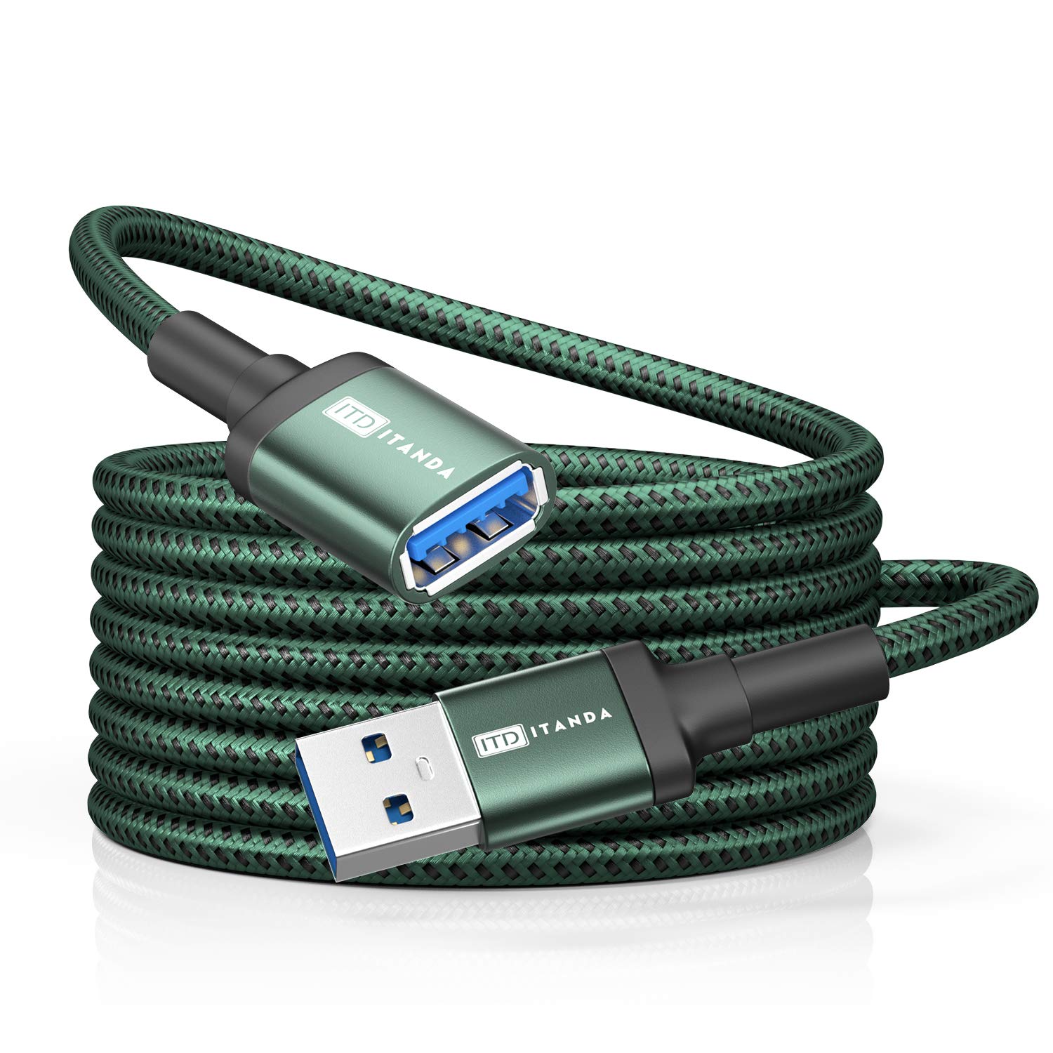 Itd Itanda 10Ft Usb Extension Cable Usb 3.0 Extension Cord Type A Male To Female 5Gbps Data Transfer For Keyboard, Mouse, Playstation, Xbox, Flash Drive, Printer, Camera And More, Green