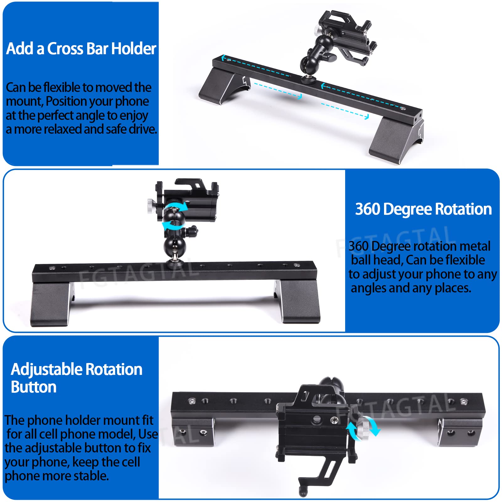 Fgtagtal Car Phone Holder Fit For Toyot@ Fj Cruiser 2007-2021, Multifunctional Dash Panel Track Cell Phone Mount For Car Dashboa