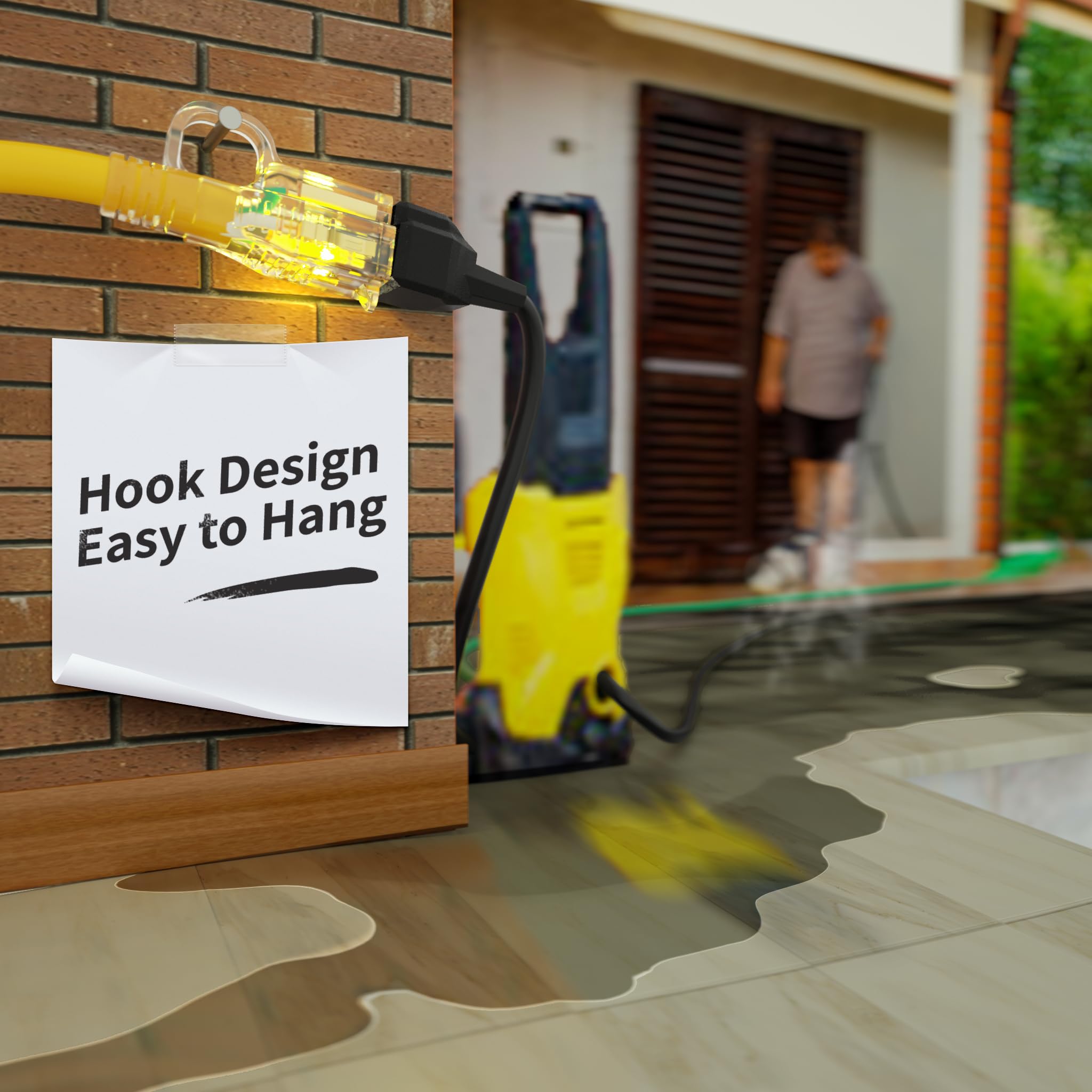 Powgrn 2 Pack 3 Ft 12/3 Outdoor Extension Cord Waterproof Heavy Duty With Lighted Indicator End 12 Gauge 3 Prong, Flexible Cold